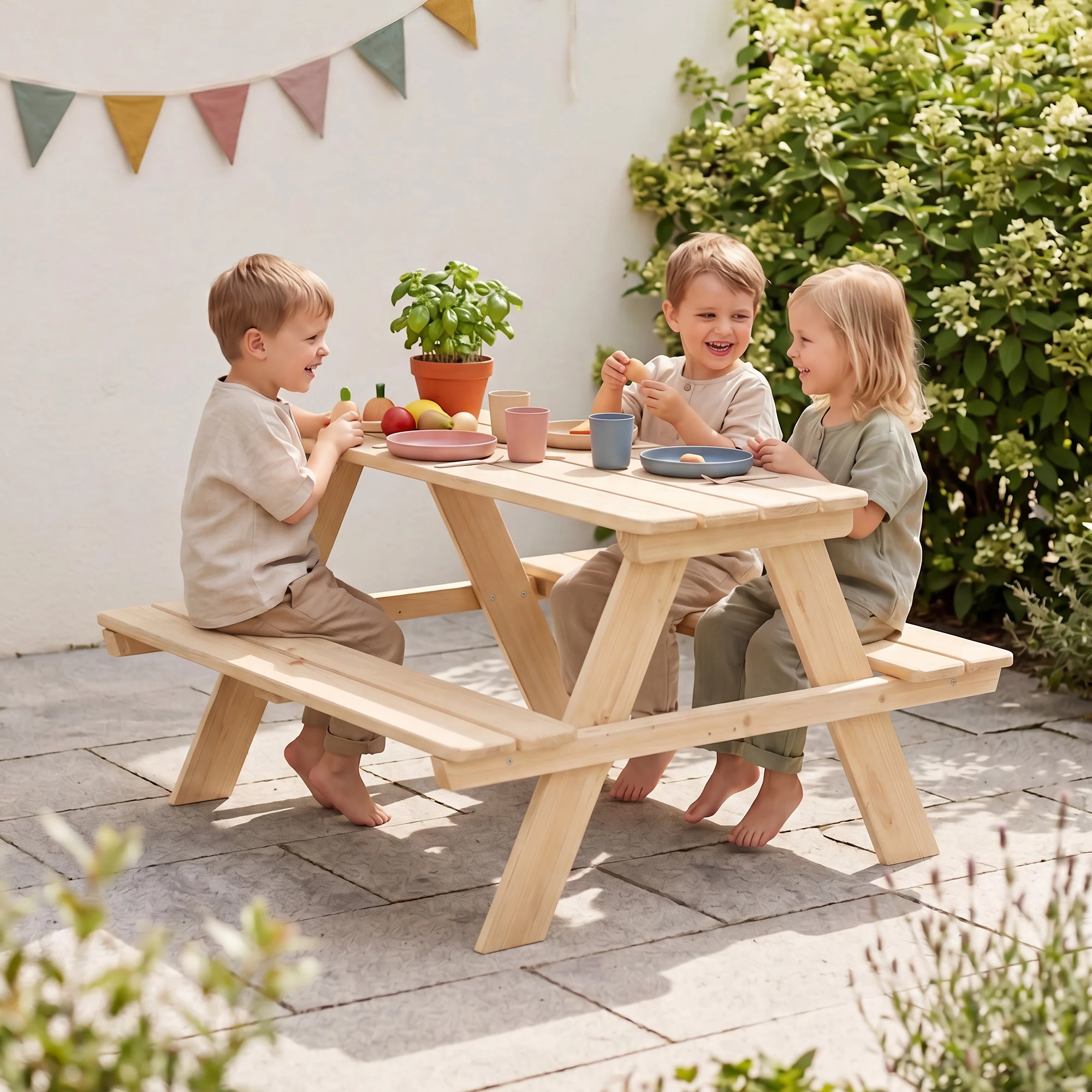 Kindersitzgruppe 'Outdoor+', Sitzgarnitur 'Picknick for 4', Massivholz - Natur - Image 2
