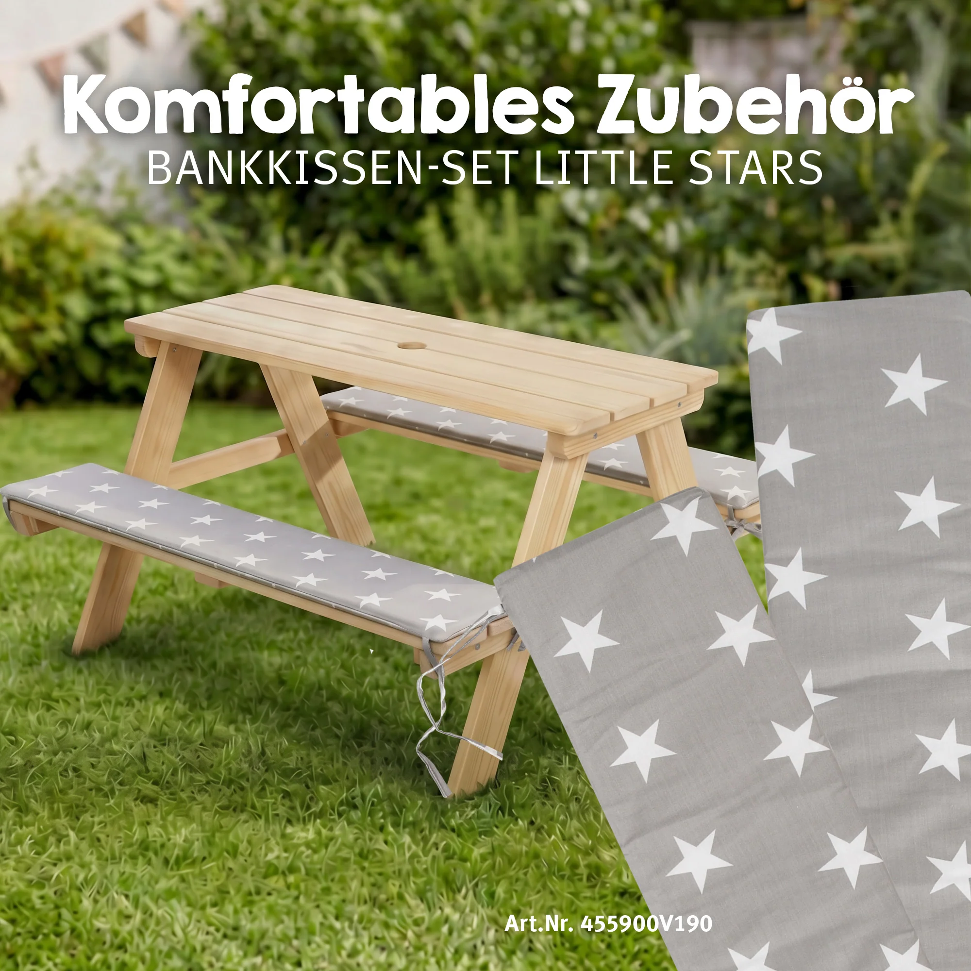 Kindersitzgruppe 'Outdoor+', Sitzgarnitur 'Picknick for 4', Massivholz - Natur - Image 3