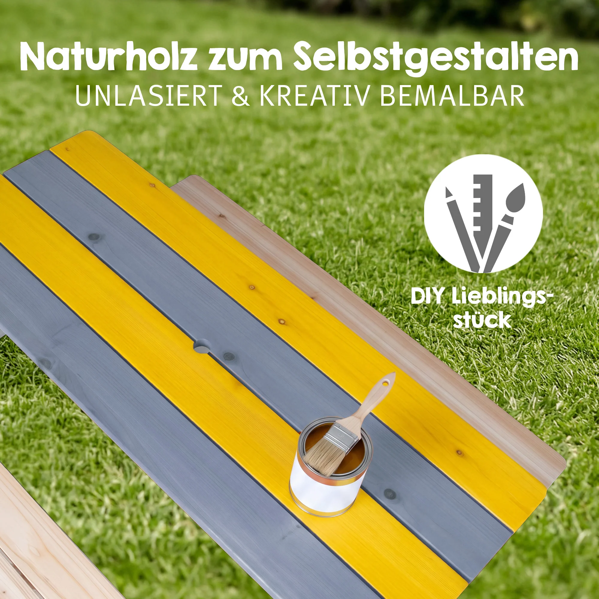 Kindersitzgruppe 'Outdoor+', Sitzgarnitur 'Picknick for 4', Massivholz - Natur - Image 4