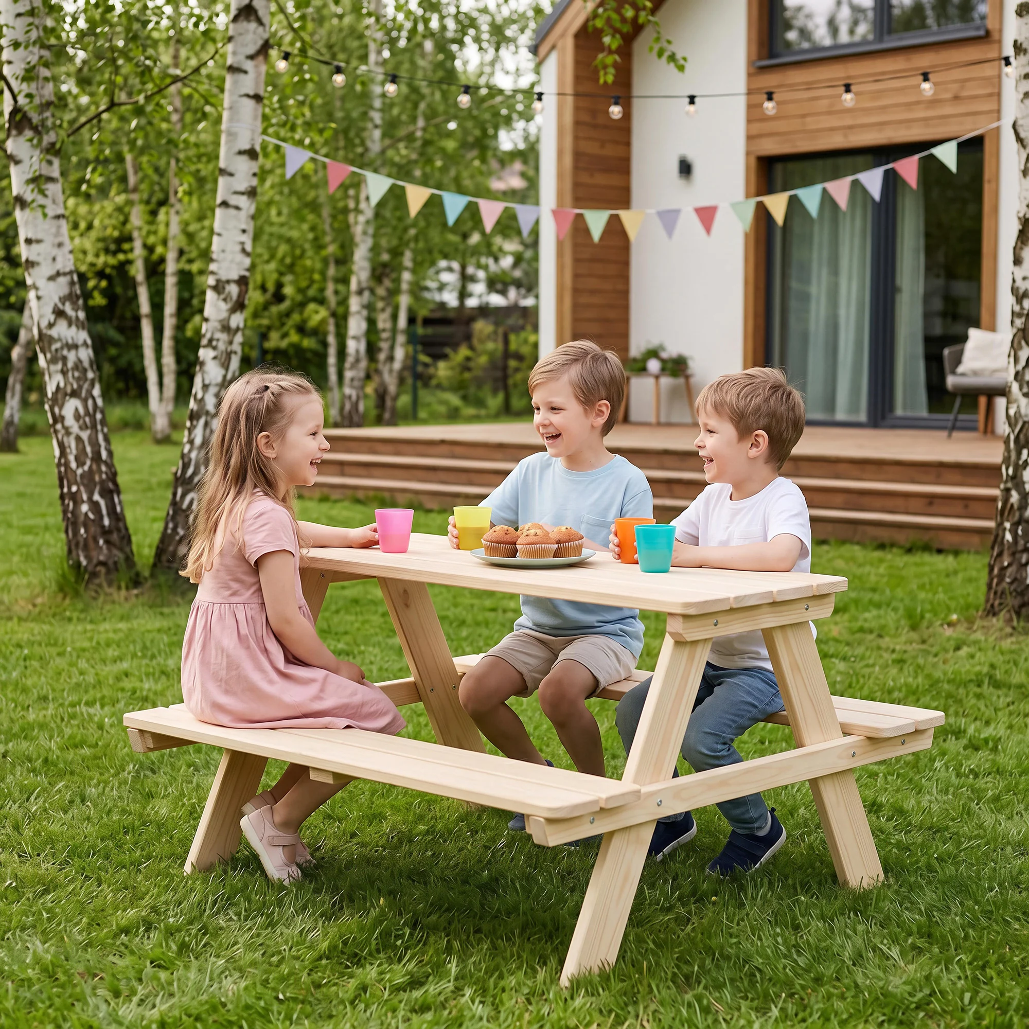 Kindersitzgruppe 'Outdoor+', Sitzgarnitur 'Picknick for 4', Massivholz - Natur - Image 8