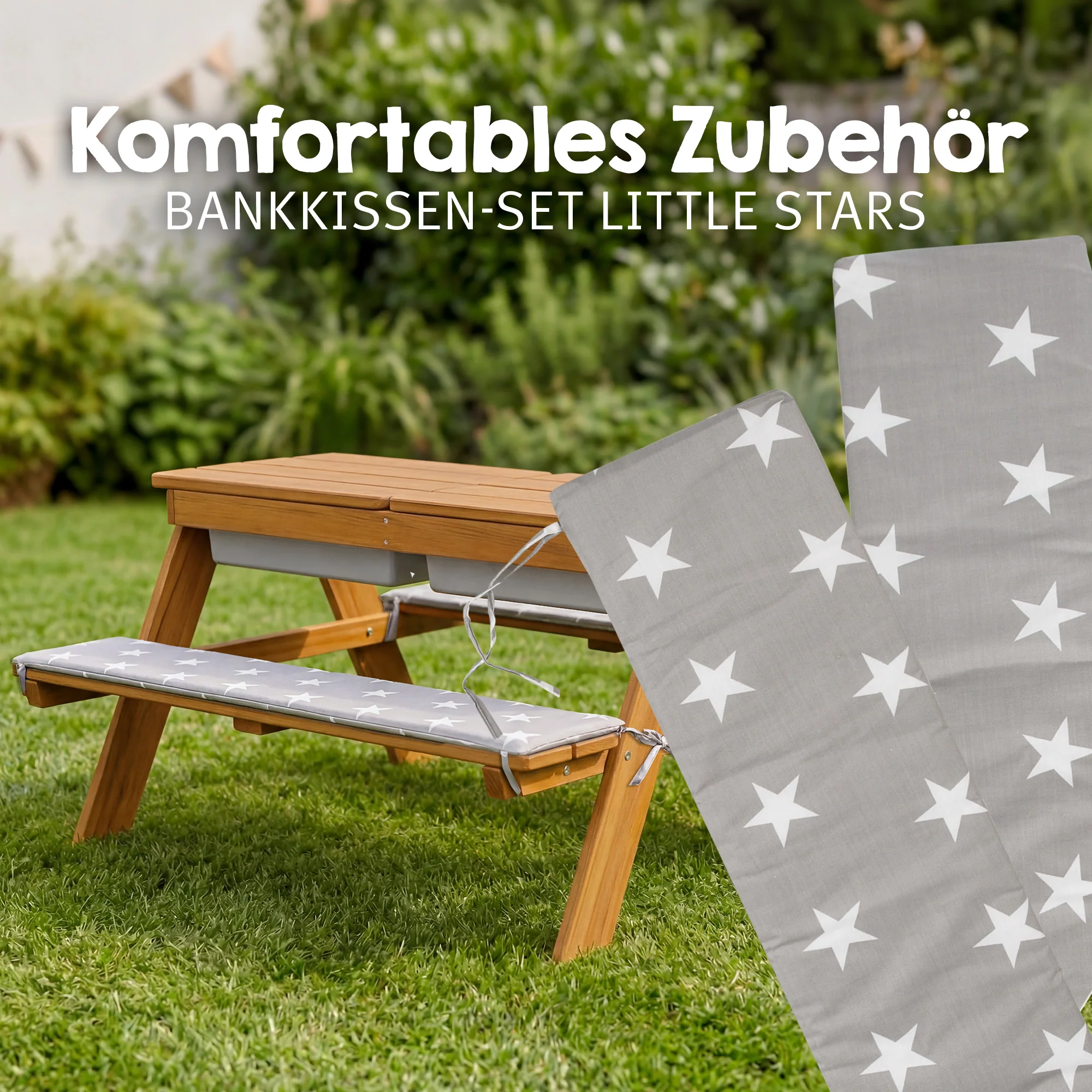 Kindersitzgarnitur 'Play' mit Spielwannen, wetterfestes Massivholz, Sitzgarnitur & Matschtisch - Image 6