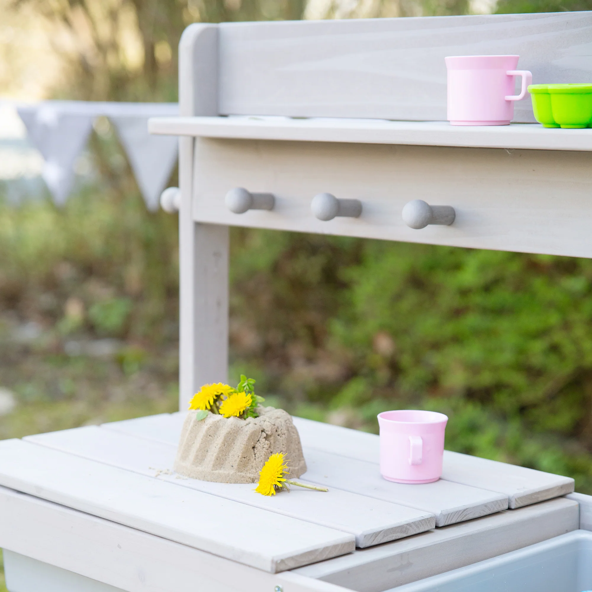 Matschküche 'Outdoor+', grau lasiert mit abnehmbarer Abdeckung, wetterfestes Holz - Image 8