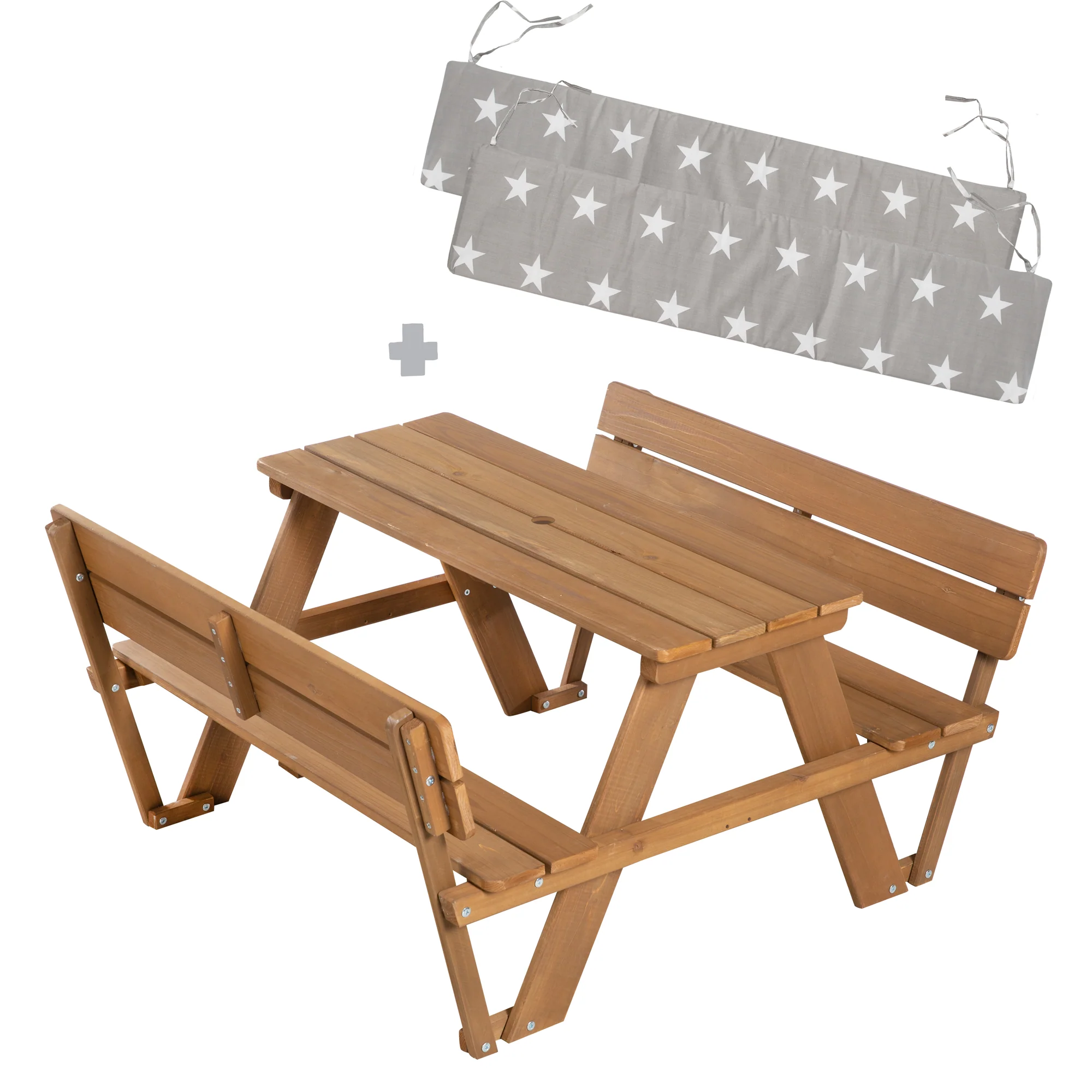 Kindersitzgruppe 'Outdoor+' mit 2 Bänken + Tisch 'Picknick for 4' - Massivholz wetterfest - Teak - Image 8