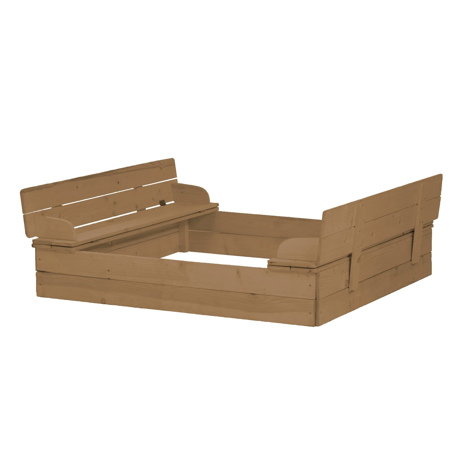 Sandkasten aufklappbar zu 2 Bänken, Massivholz, wetterfest, teakholzfarben, 21,5 x 127 x 123,5 cm - Image 5