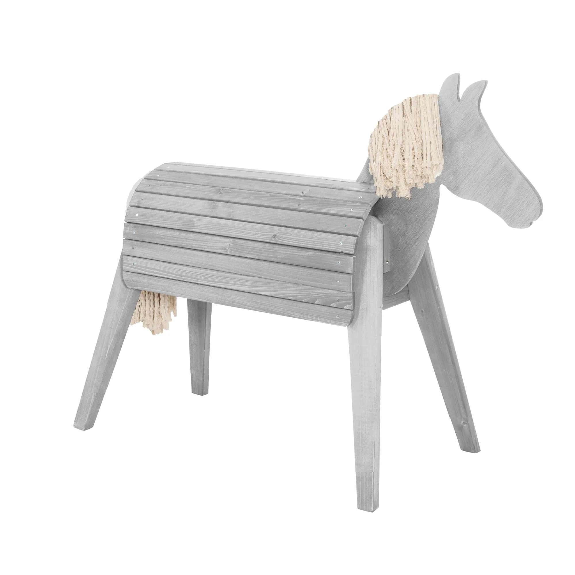 Voltigier- & Outdoorpferd mit Mähne & Schweif - Massivholz grau - Image 7