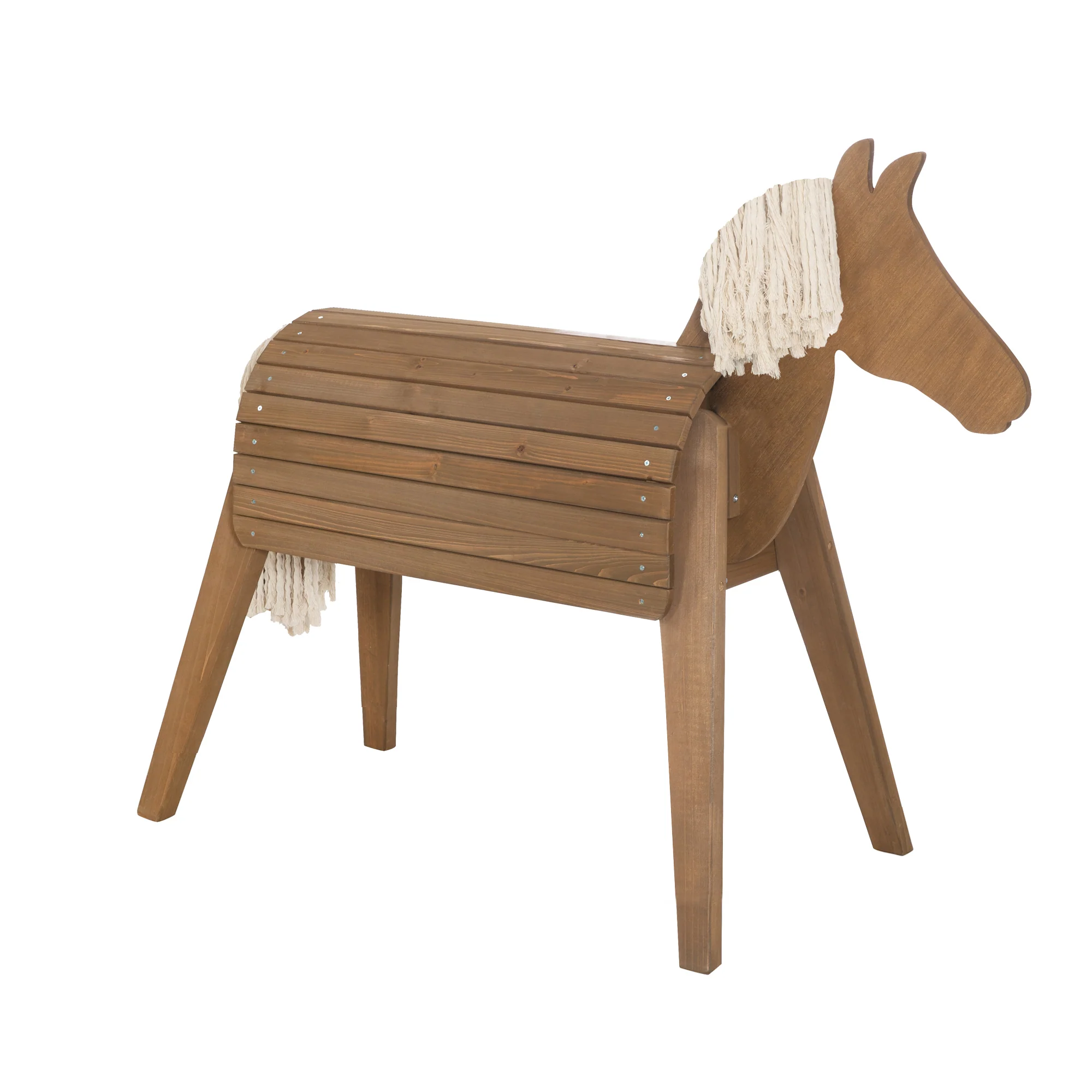 Voltigier- & Outdoor-Pferd mit Mähne & Schweif - Massivholz teakfarben - Image 7