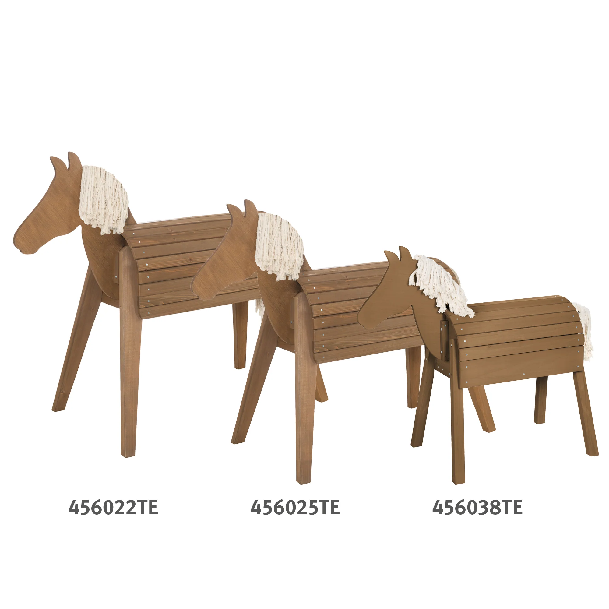 Voltigier- & Outdoor-Pferd mit Mähne & Schweif - Massivholz teakfarben - Image 8