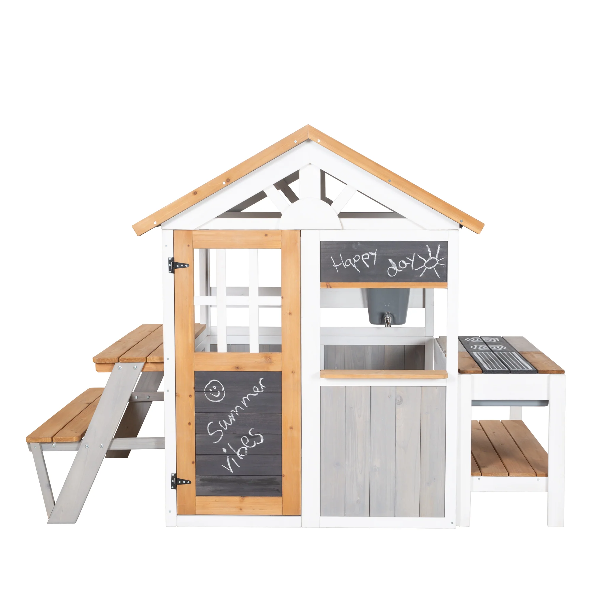 Gartenspielhaus komplett inkl. Spielküche + Picknick-Tisch - Holz mehrfarbig lasiert - Image 5