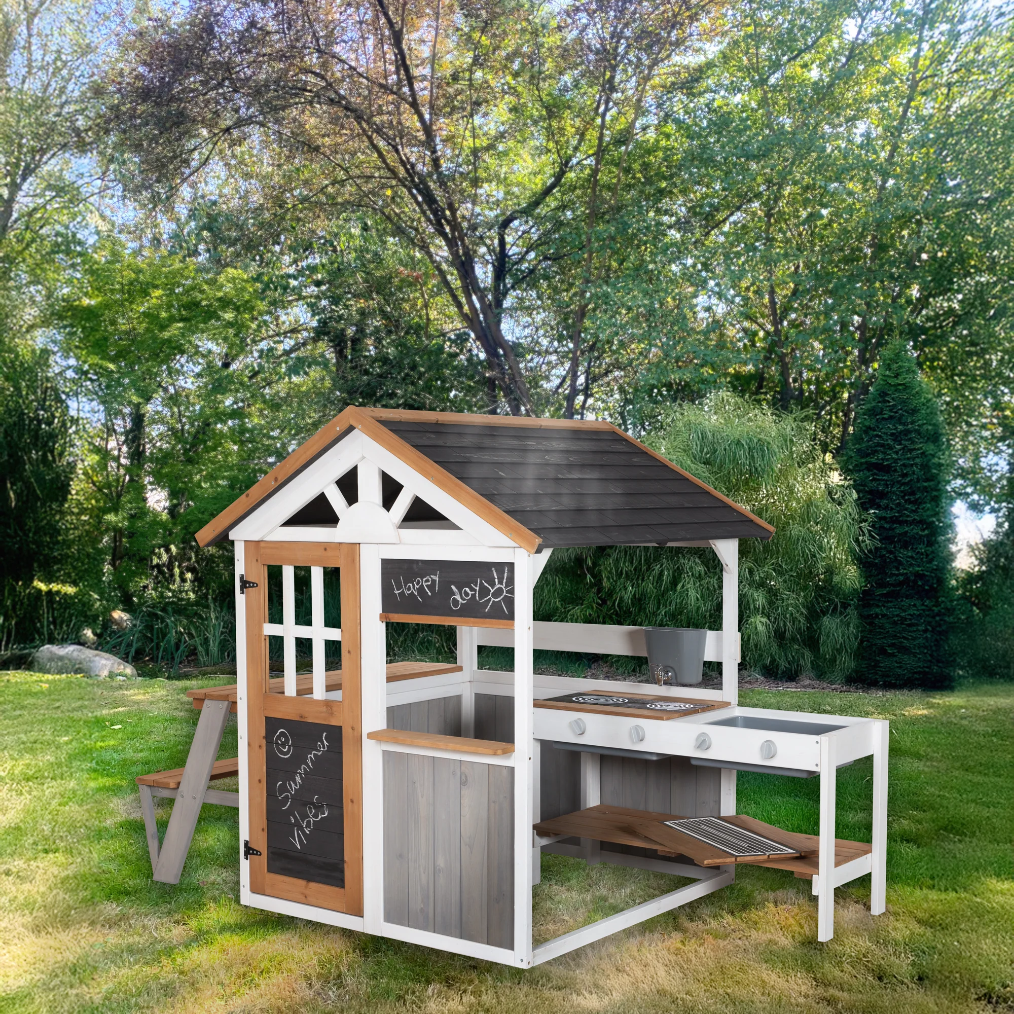 Spielhaus-Küche - Erweiterung mit BBQ-Grillfläche & Spielwannen - Mehrfarbig - Image 2