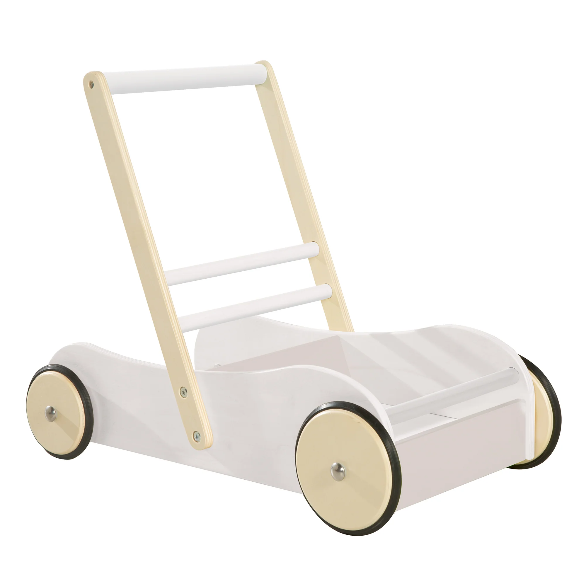 Lauflernwagen 'Scarlett' weiß lackiert, Puppenwagen mit rosa Textilien - Image 4