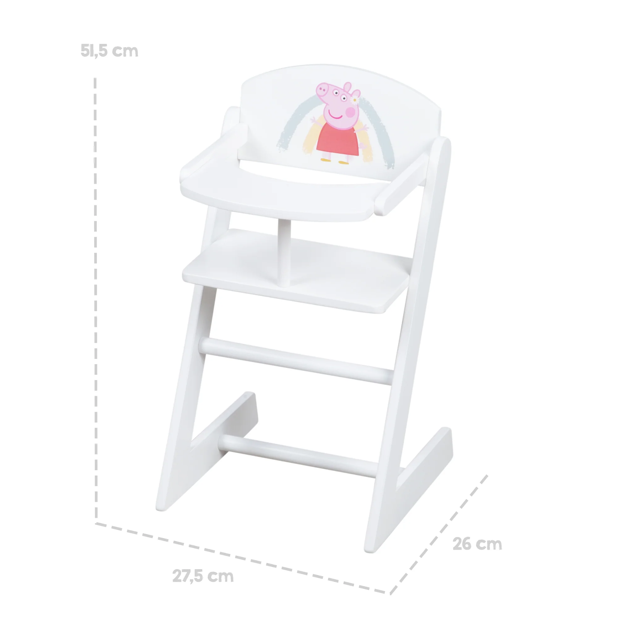 Puppenhochstuhl 'Peppa Pig' für Babypuppen - Stuhl aus weiß lackiertem Holz - Image 4