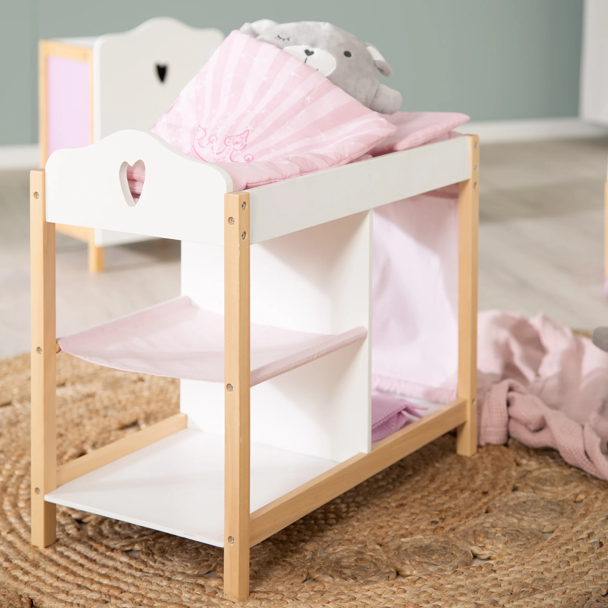 Puppenkommode & -bett, Puppenmöbel Serie 'Scarlett' inkl. textiler Ausstattung, weiß - Image 5