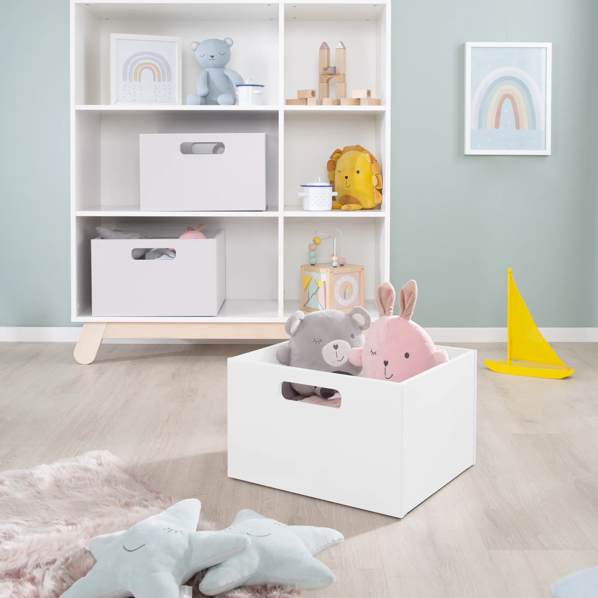 Aufbewahrungsbox für Kinderzimmer, Stauraum für Spielzeug, Deko, weiß lackiert - Image 7
