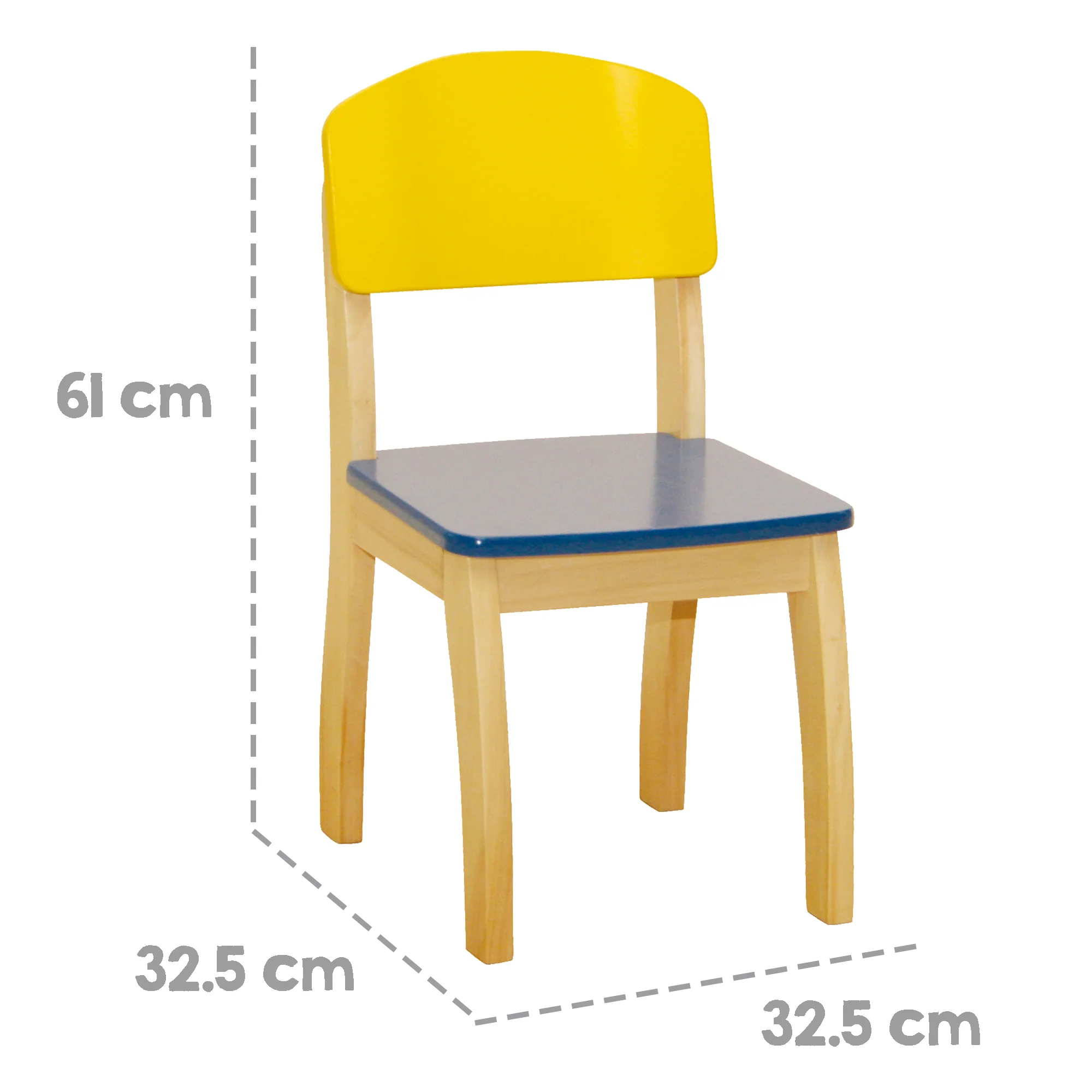 Kinderstuhl, Stuhl mit Lehne für Kinder, Holz bunt lackiert, 61,5 x 33 x 33,5 cm, Sitzhöhe 31,5 cm - Image 4