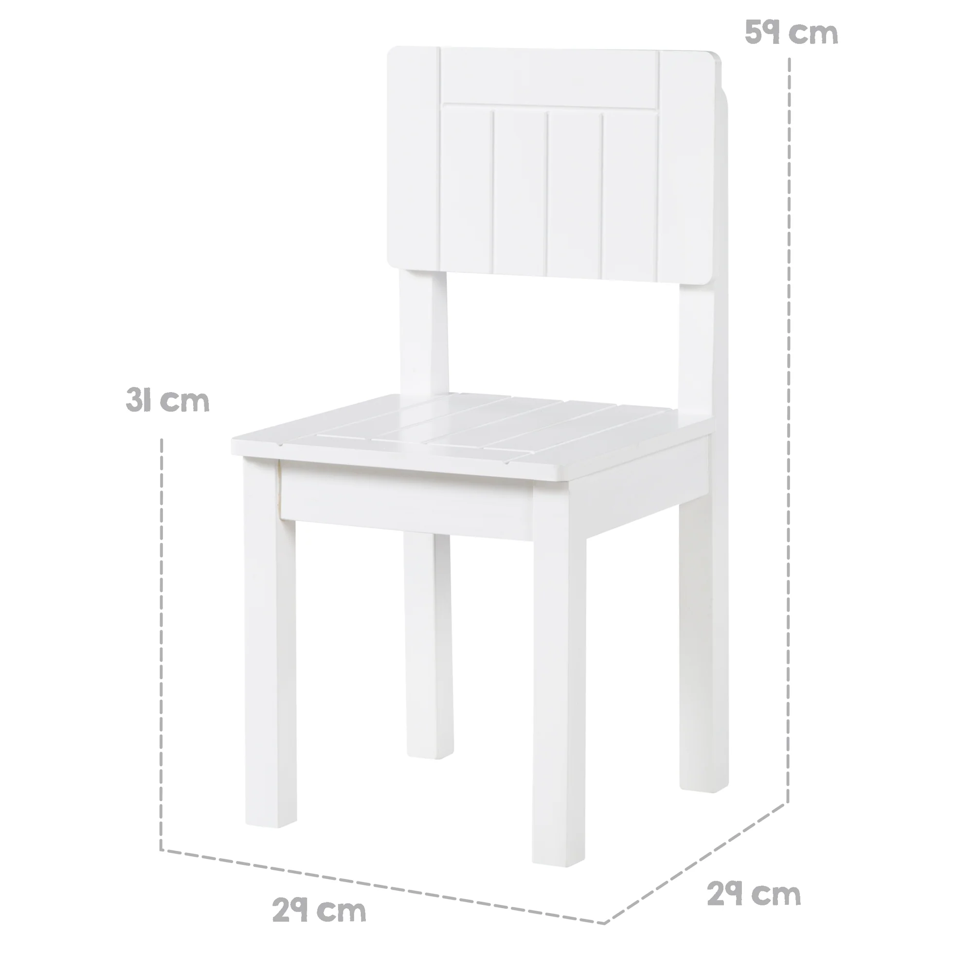 Kinderstuhl, Stuhl mit Lehne für Kinder, weiß lackiert, HxBxT: 59 x 29 x 29 cm, Sitzhöhe 31 cm - Image 6