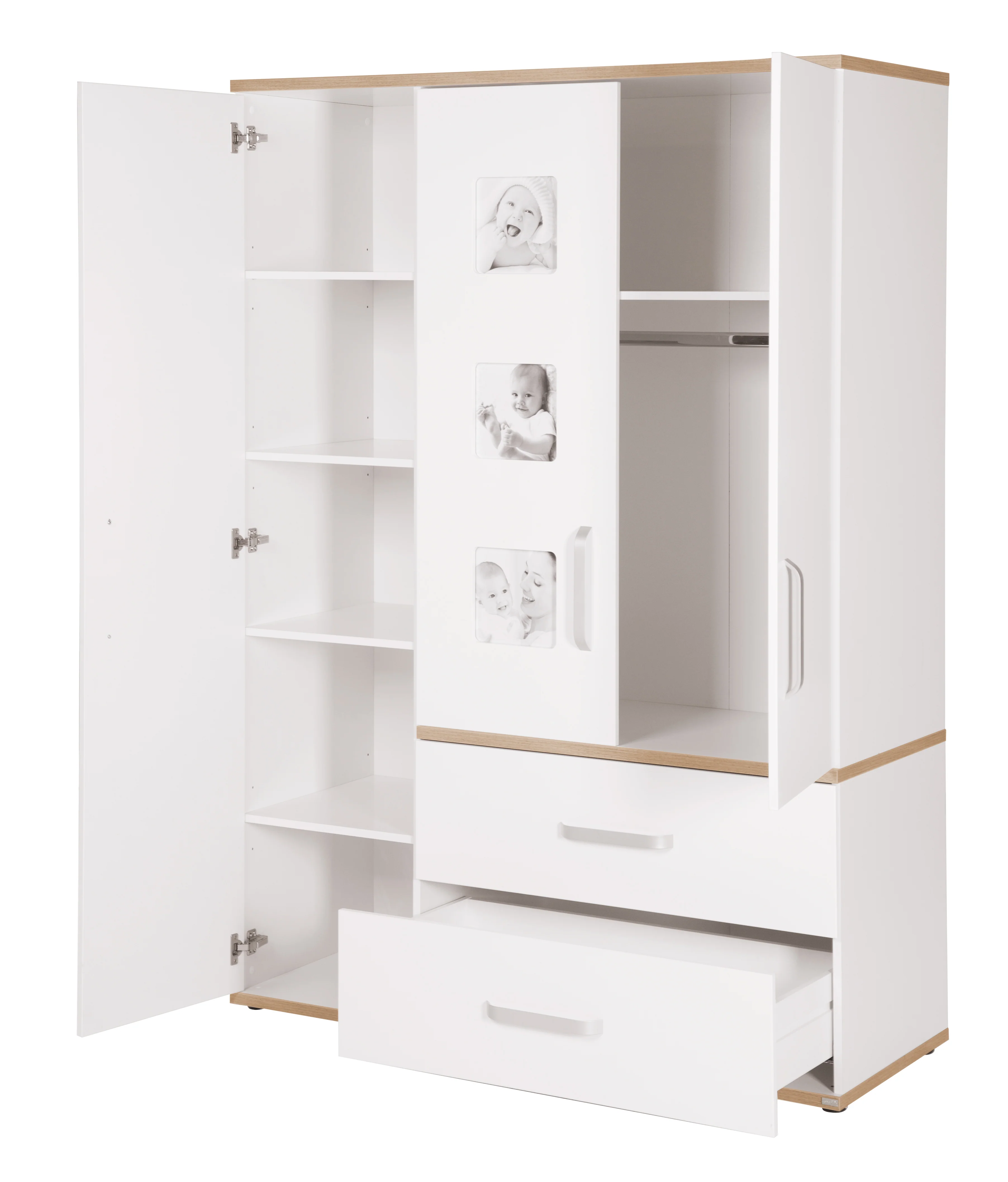 Kindermöbelset 'Pia', 3-teilig, inkl. Kinderbett 70 x 140 cm, Wickelkommode & Kleiderschrank, weiß - Image 13