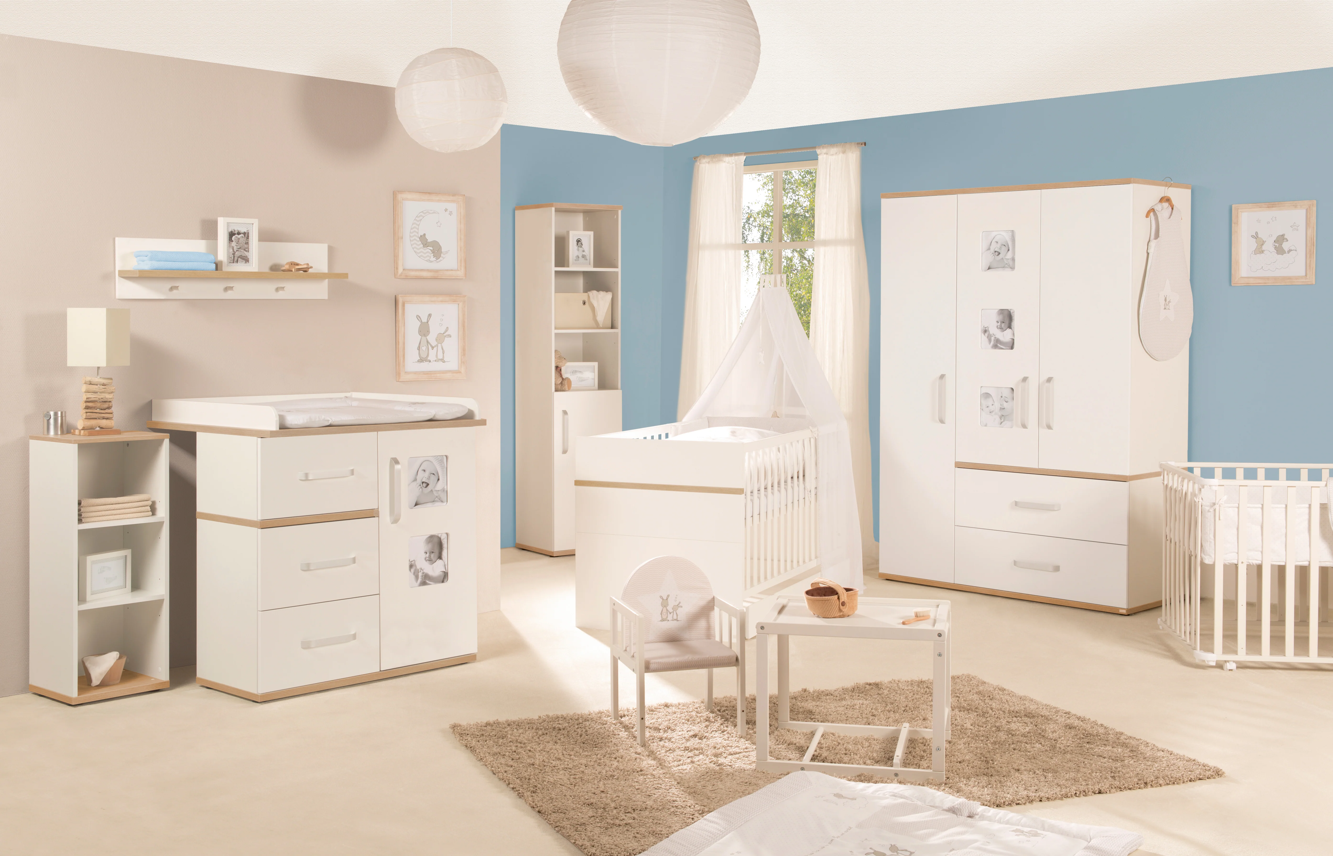 Kindermöbelset 'Pia', 3-teilig, inkl. Kinderbett 70 x 140 cm, Wickelkommode & Kleiderschrank, weiß - Image 3