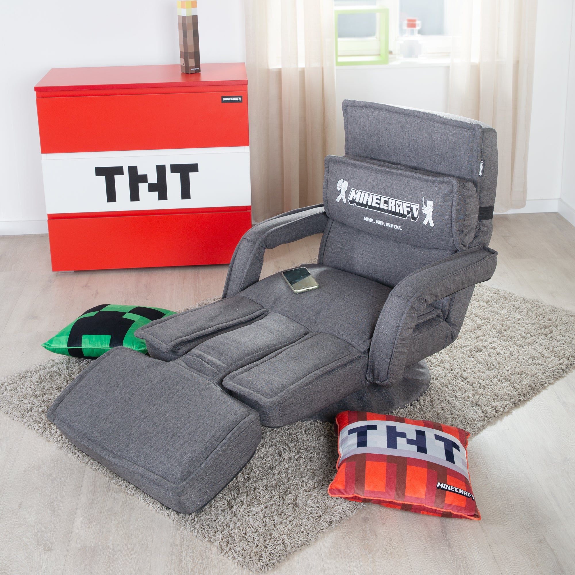 Gaming-Sessel 'Minecraft' mit Arm-, Bein- und Nackenstütze - inkl. Tastatur-Halterung - Image 2