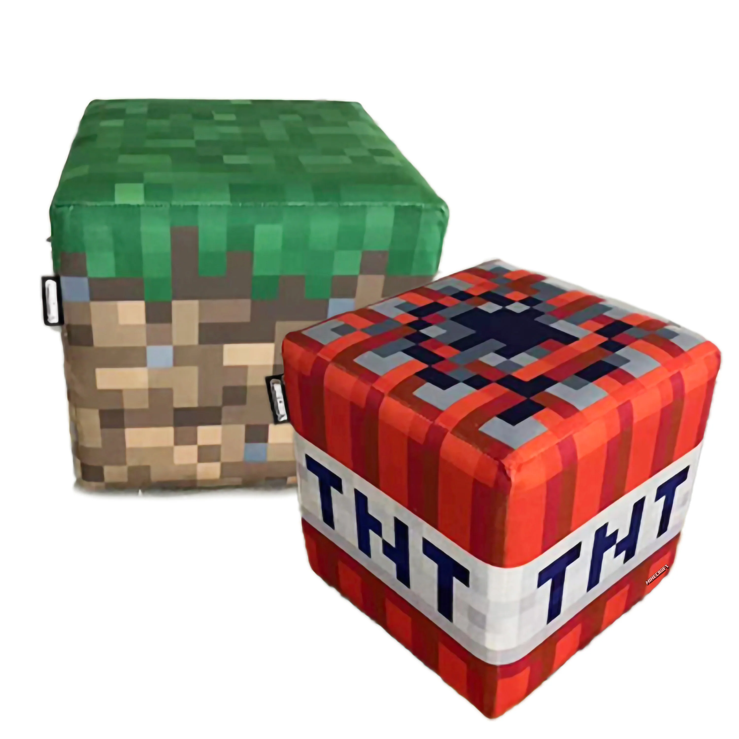 Pouf & Ottomane 'Minecraft' 2er Set - Gepolsterte Sitzfläche - Gras / TNT - Image 7