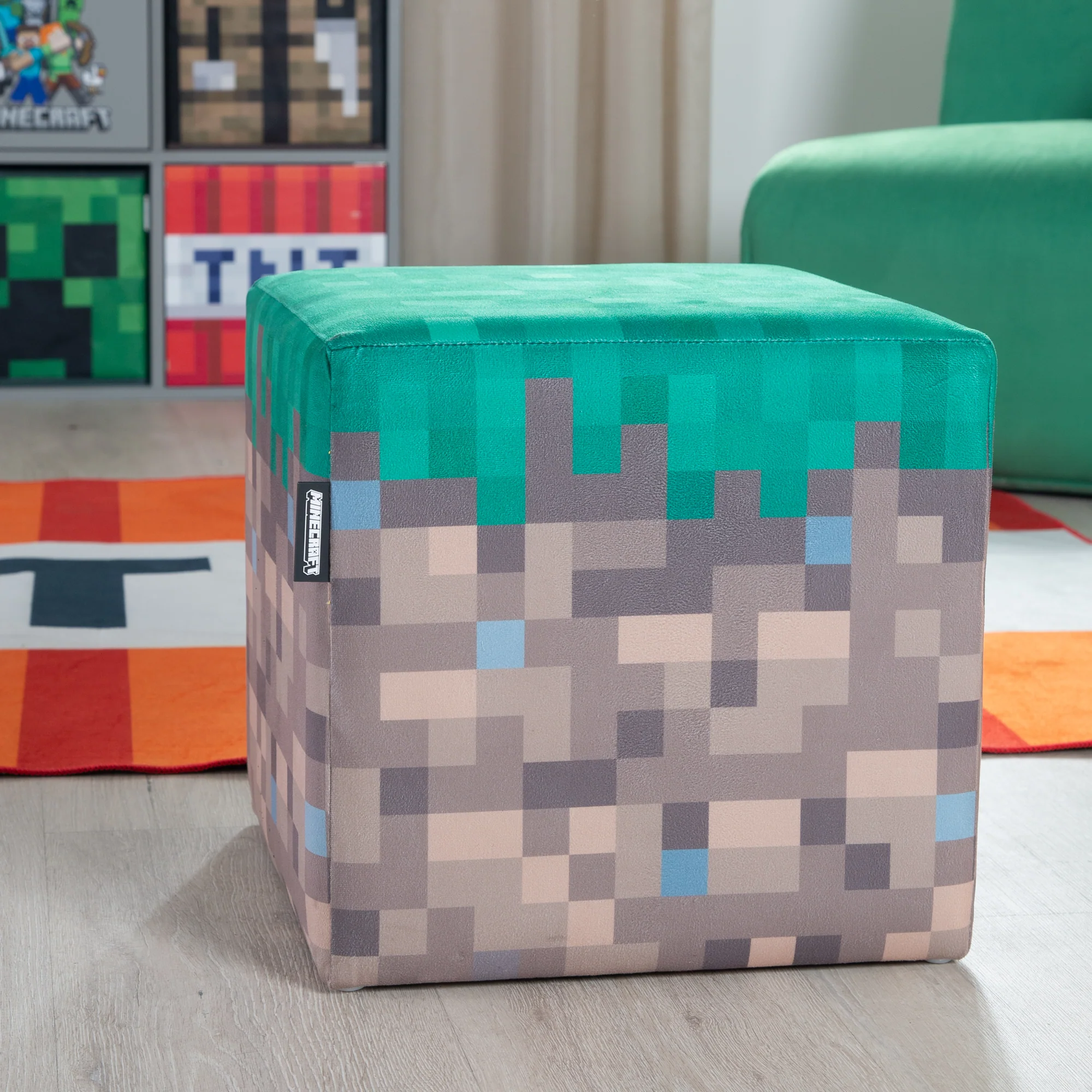 Pouf & Ottomane 'Minecraft' 2er Set - Gepolsterte Sitzfläche - Gras / TNT - Image 9