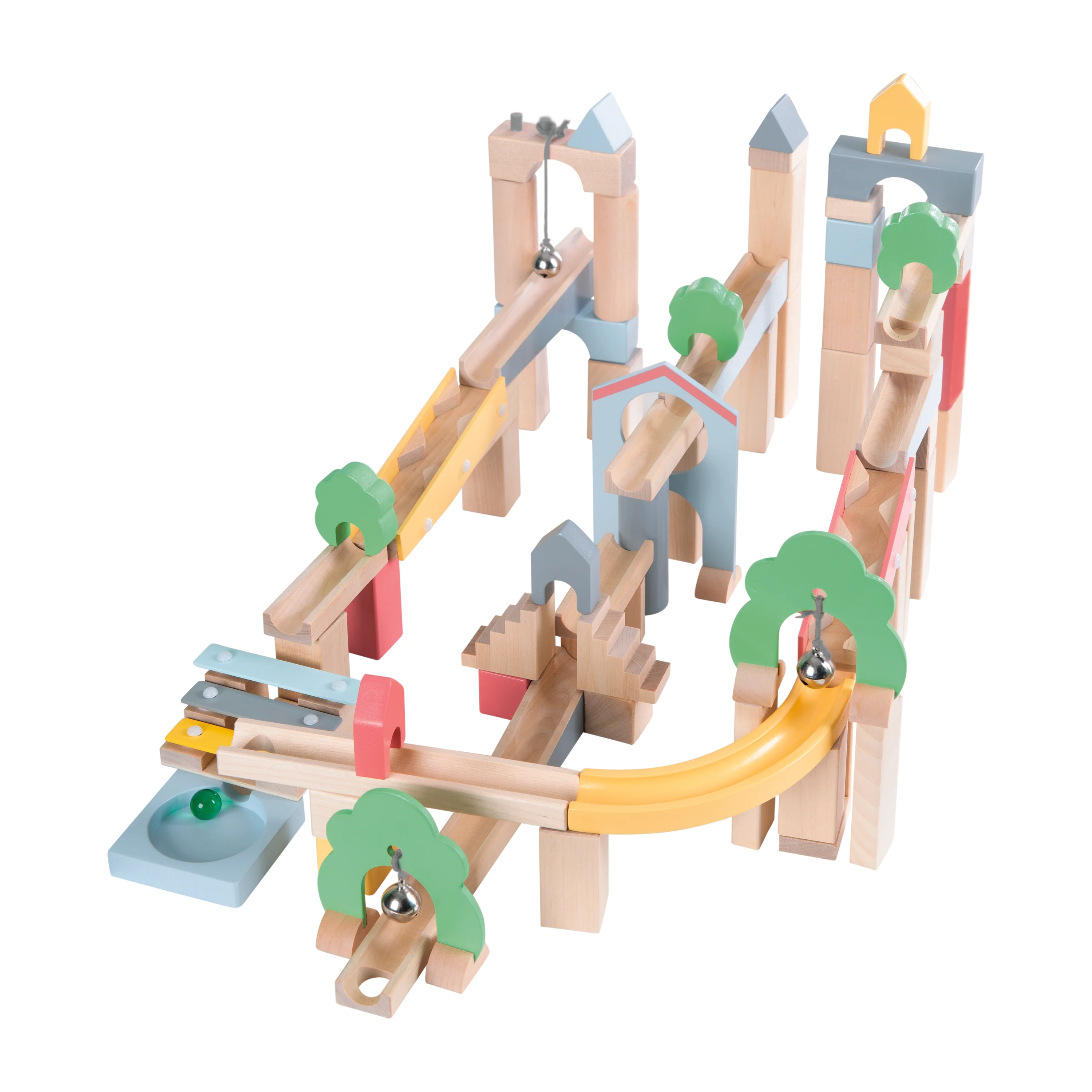 Kugelbahn aus Holz 60-teilig inkl. 20-teiligem Ergänzungsset zum Landschaftsbau - Image 3