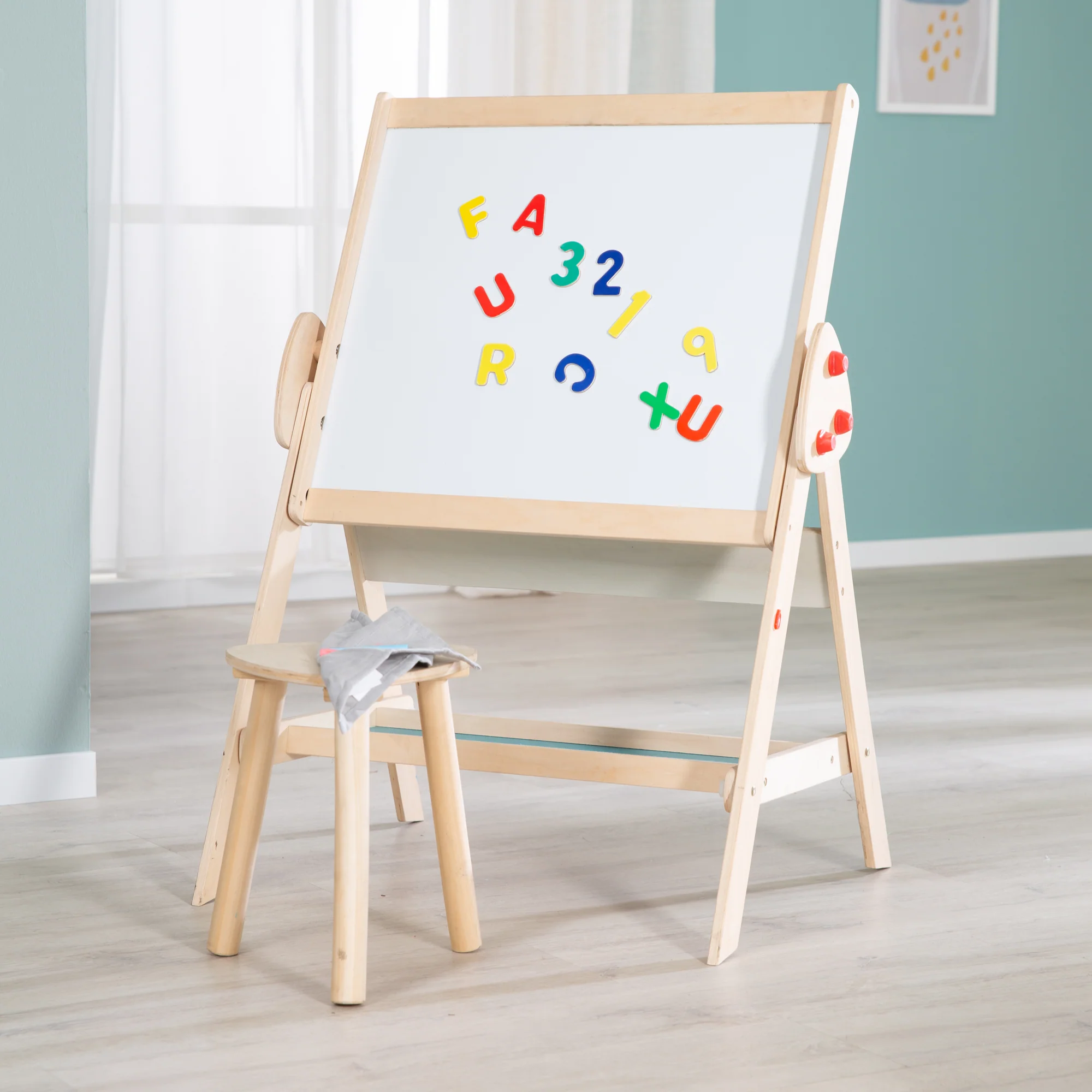 Tafel & Kinder-Sitz-Set 'Fuchs & Eule' wandelbar zu Tisch-Stuhl-Set, in Holz natur - Image 9