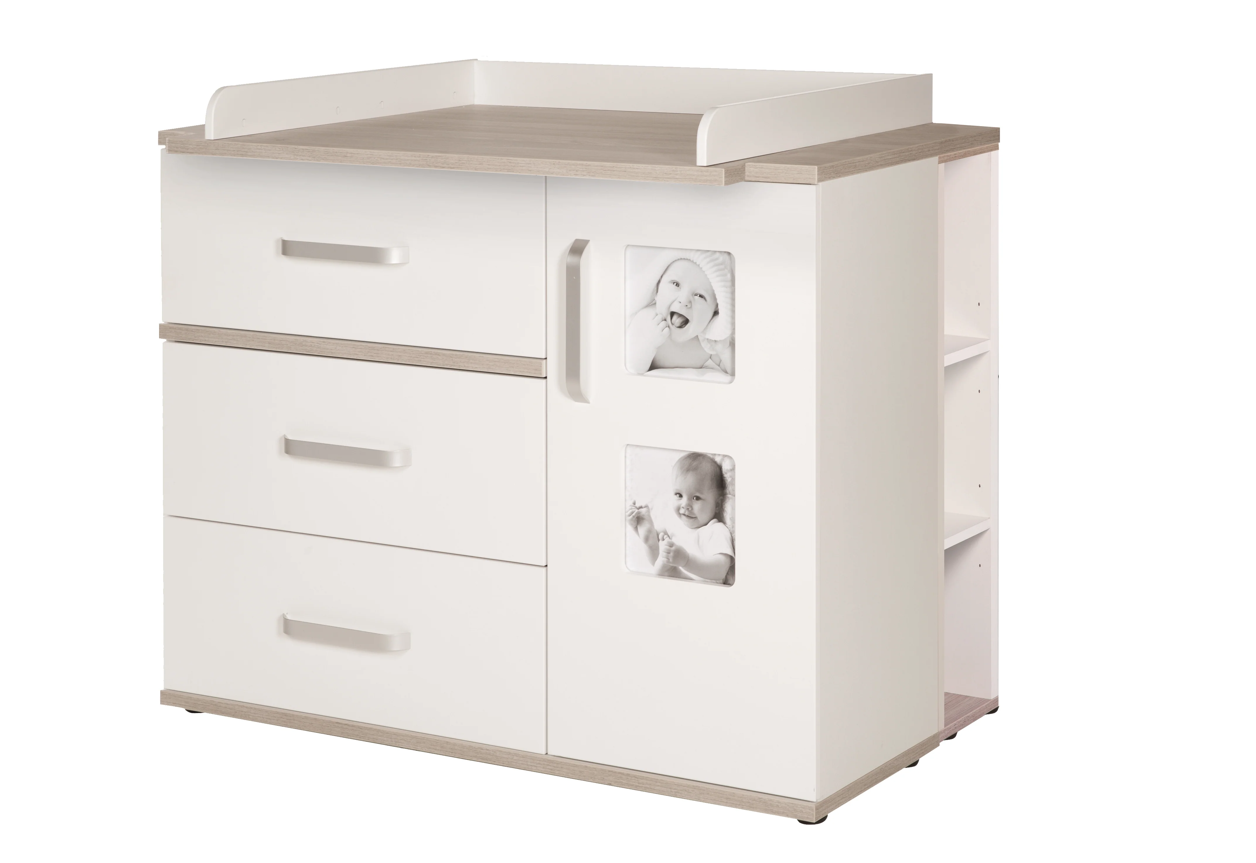 Kindermöbelset 'Moritz‘, 2-teilig, Kinderbett 70 x 140 cm & Wickelkommode breit, weiß/Luna Elm - Image 6