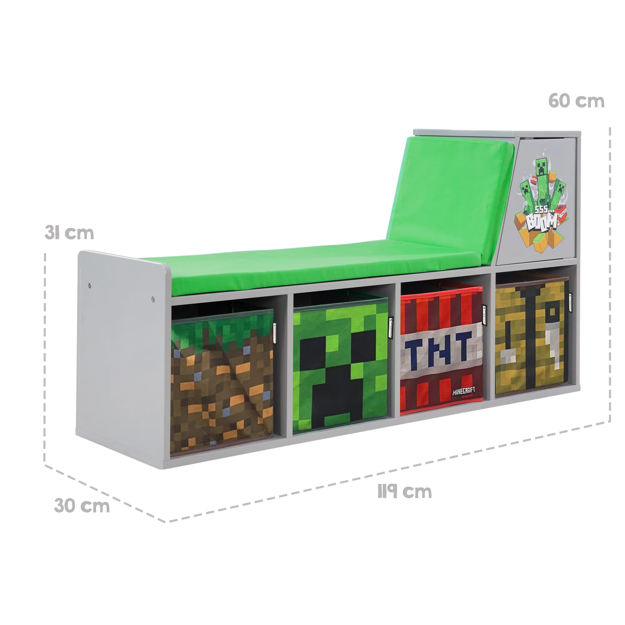 Lese-Sitzbank 'Minecraft' mit Sitzkissen und Stauraumboxen - Image 8