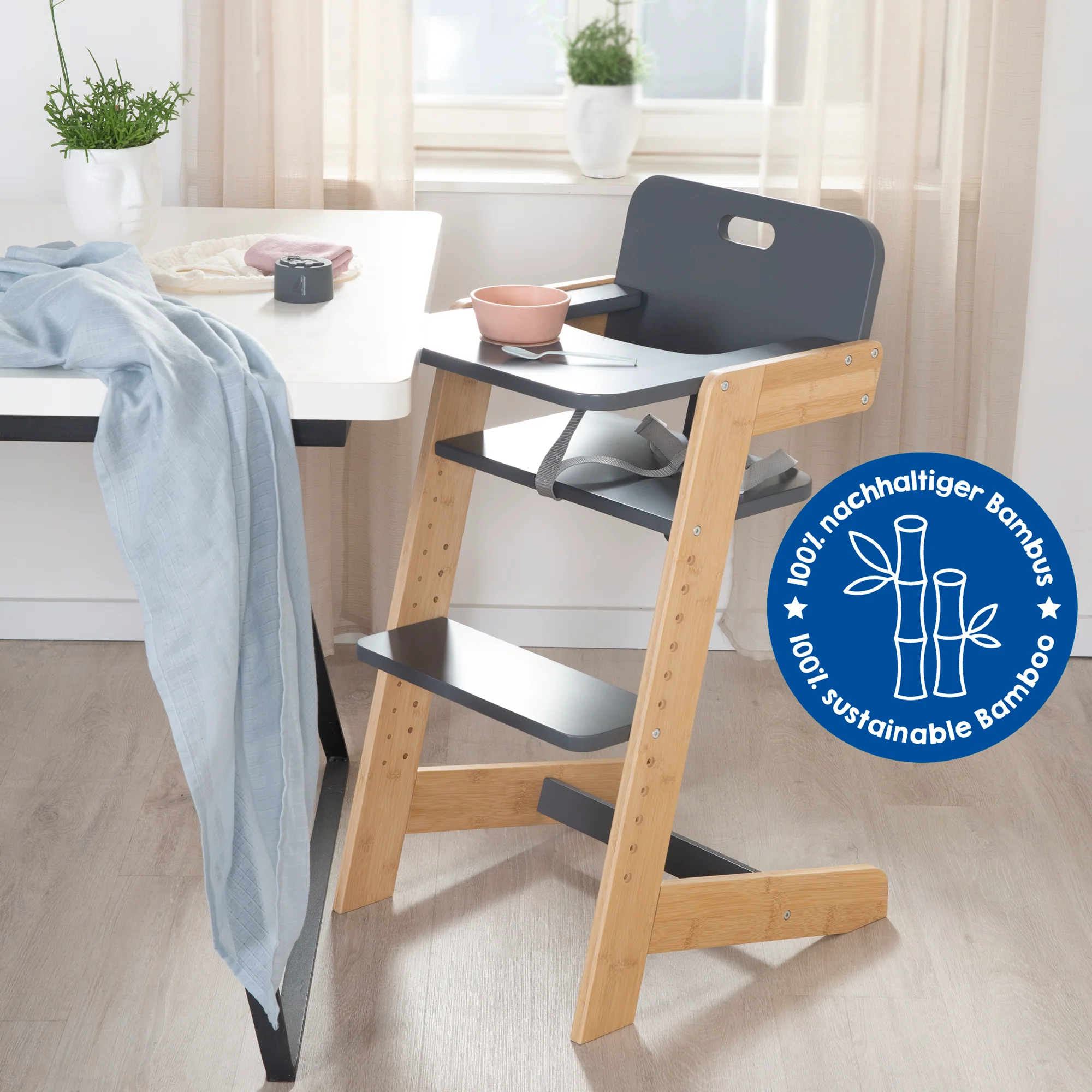 Babyhochstuhl 'Nature Up' mit abnehmbarem Essbrett - Bambus natur / Anthrazit - Image 11