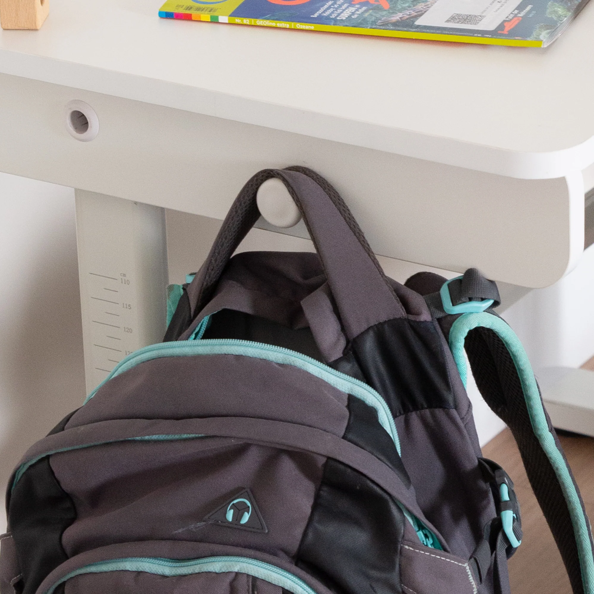 Kinderschreibtisch Basic - Höhenverstellbar - Ergonomisches Design - Ohne Schublade - Weiß - Image 10