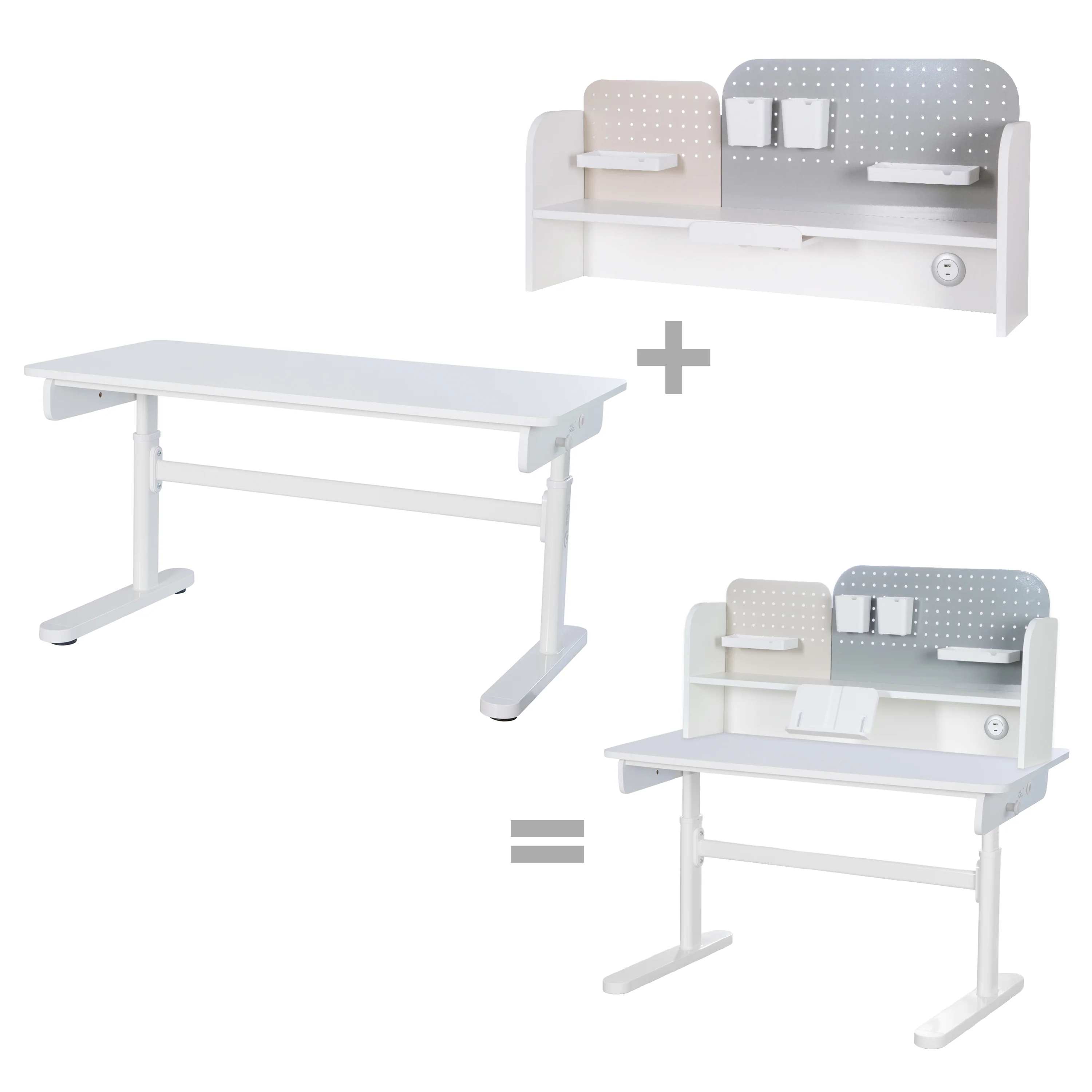 Kinderschreibtisch Basic - Höhenverstellbar - Ergonomisches Design - Ohne Schublade - Weiß - Image 11
