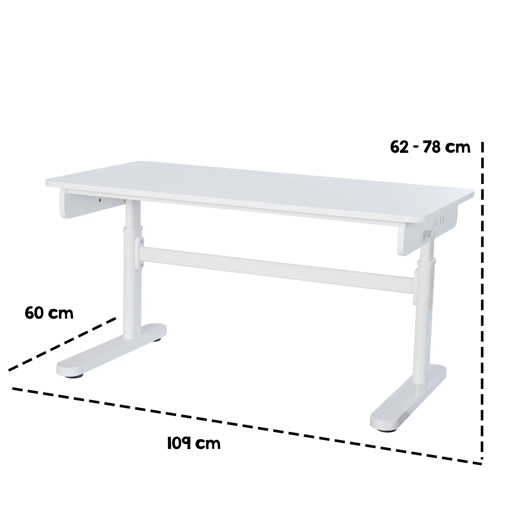 Kinderschreibtisch Basic - Höhenverstellbar - Ergonomisches Design - Ohne Schublade - Weiß - Image 6