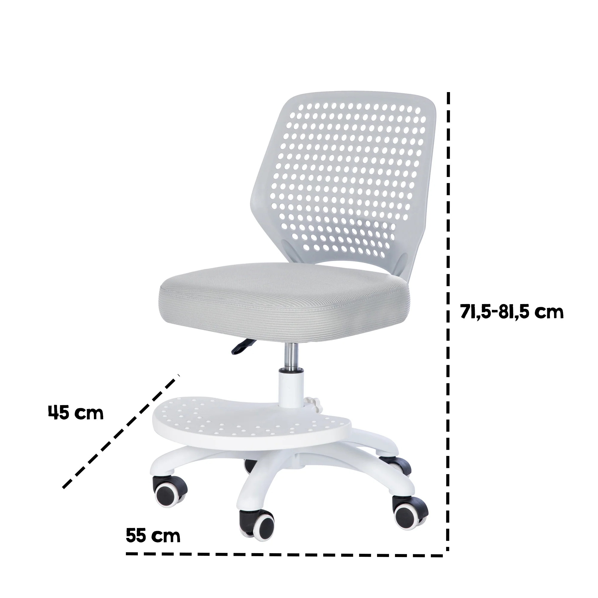 Kinderbürostuhl Smart Grow Basic - Ergonomischer Drehstuhl - Höhenverstellbar - Weiß / Grau - Image 11