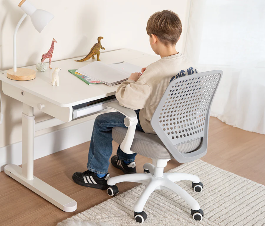 Kinderbürostuhl Smart Grow Basic - Ergonomischer Drehstuhl - Höhenverstellbar - Weiß / Grau - Image 15