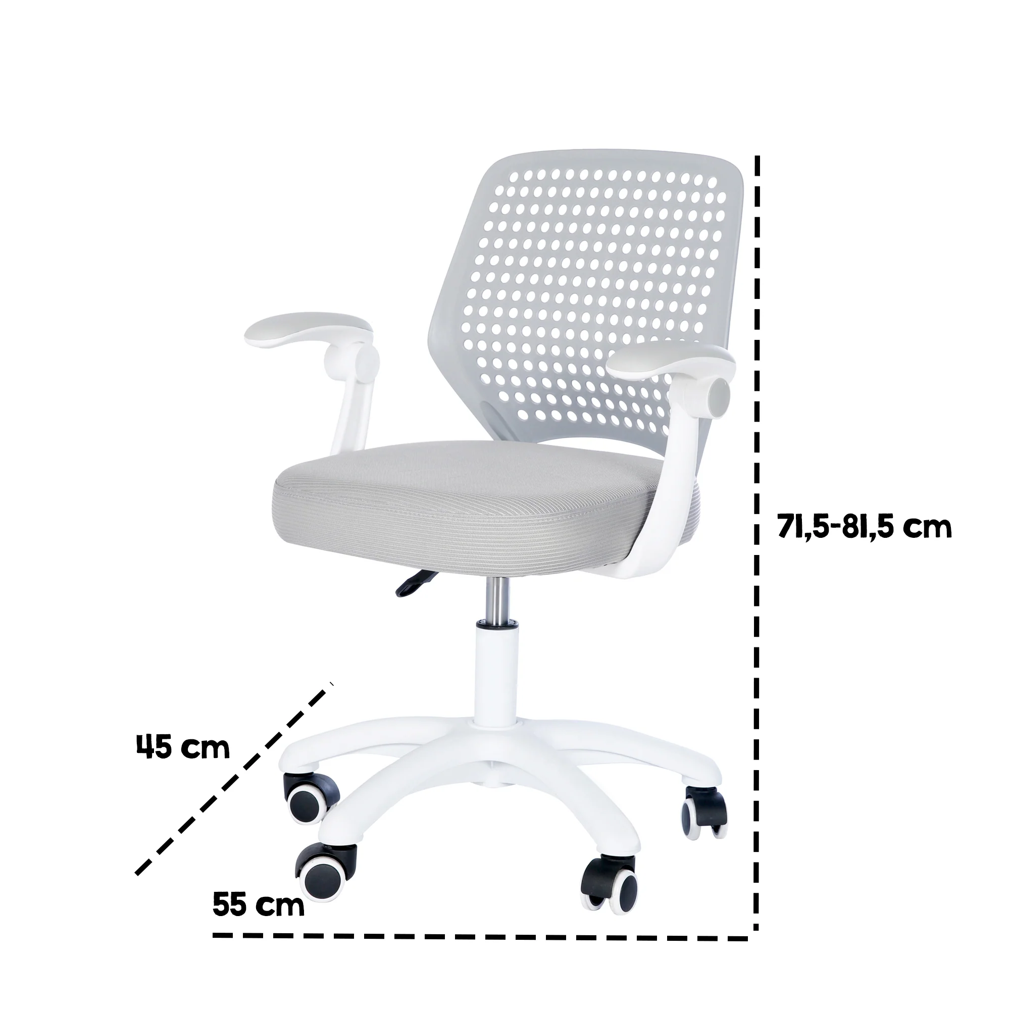Kinderbürostuhl Smart Grow Basic - Ergonomischer Drehstuhl - Höhenverstellbar - Weiß / Grau - Image 19