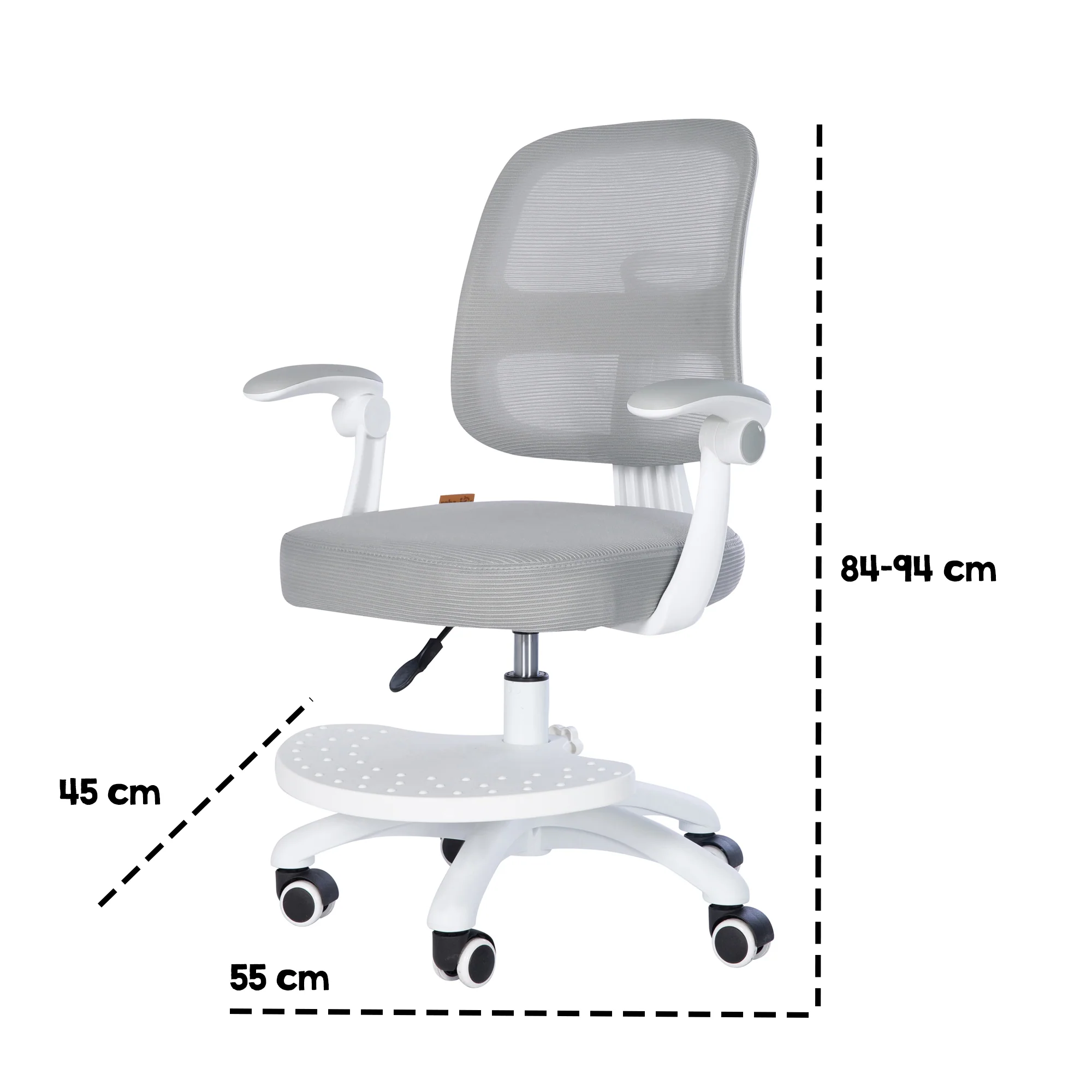 Kinderbürostuhl Smart Grow 2D- Ergonomischer Drehstuhl - Höhenverstellbar - Weiß / Grau - Image 34