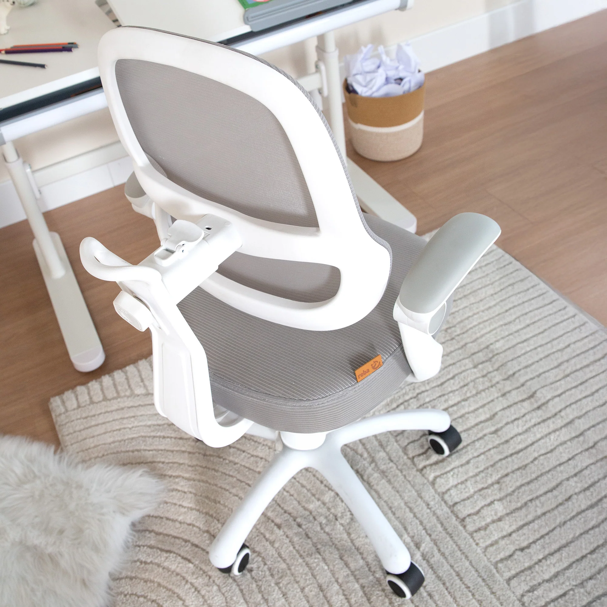 Kinderbürostuhl Smart Grow 3D - Ergonomischer Drehstuhl - Höhenverstellbar - Weiß / Grau - Image 25
