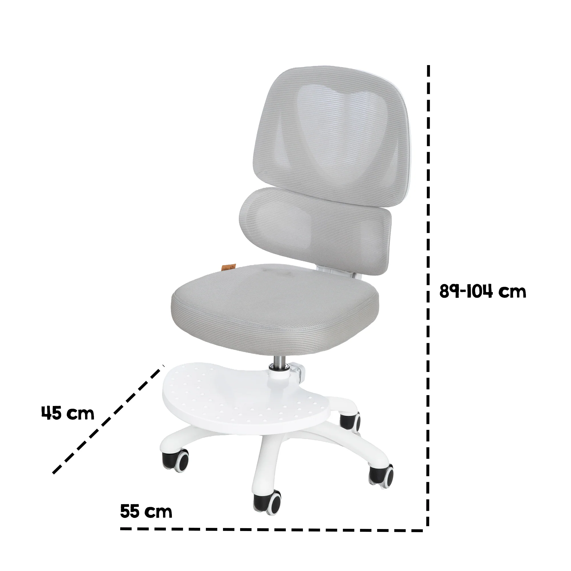 Kinderbürostuhl Smart Grow Premium - Ergonomischer Drehstuhl - Höhenverstellbar - Weiß / Grau - Image 15