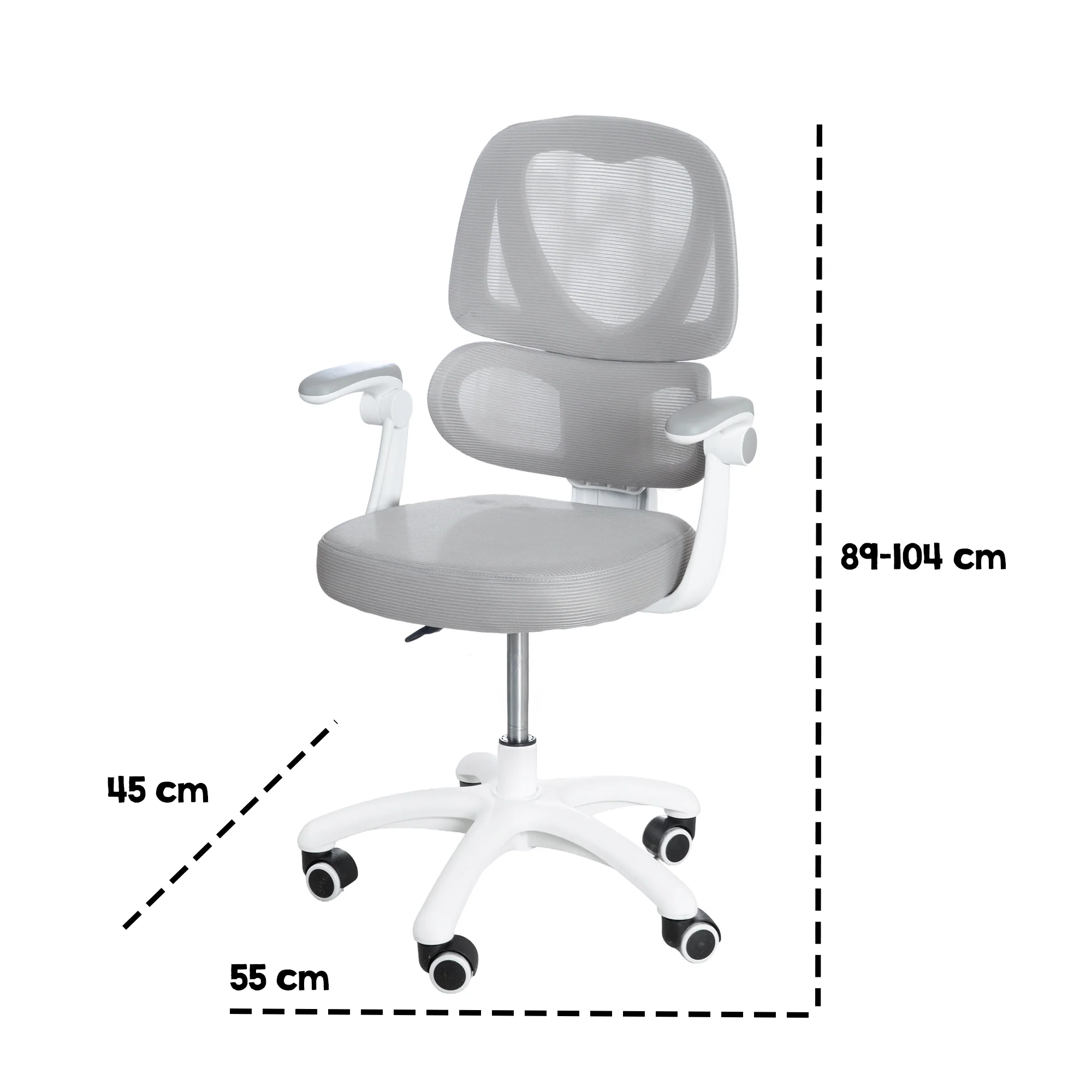 Kinderbürostuhl Smart Grow Premium - Ergonomischer Drehstuhl - Höhenverstellbar - Weiß / Grau - Image 25