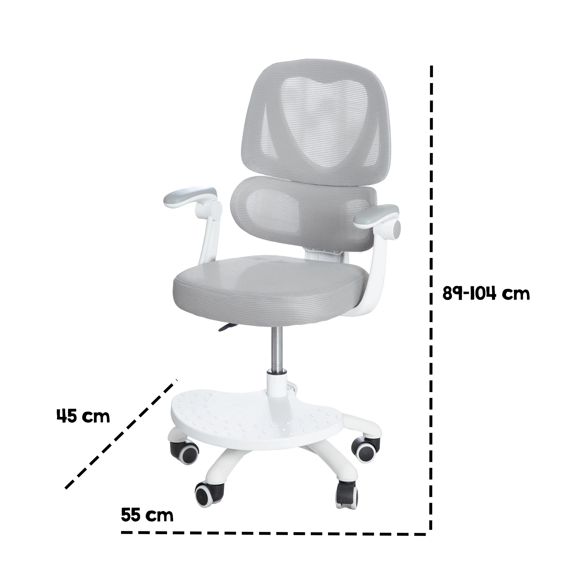 Kinderbürostuhl Smart Grow Premium - Ergonomischer Drehstuhl - Höhenverstellbar - Weiß / Grau - Image 36