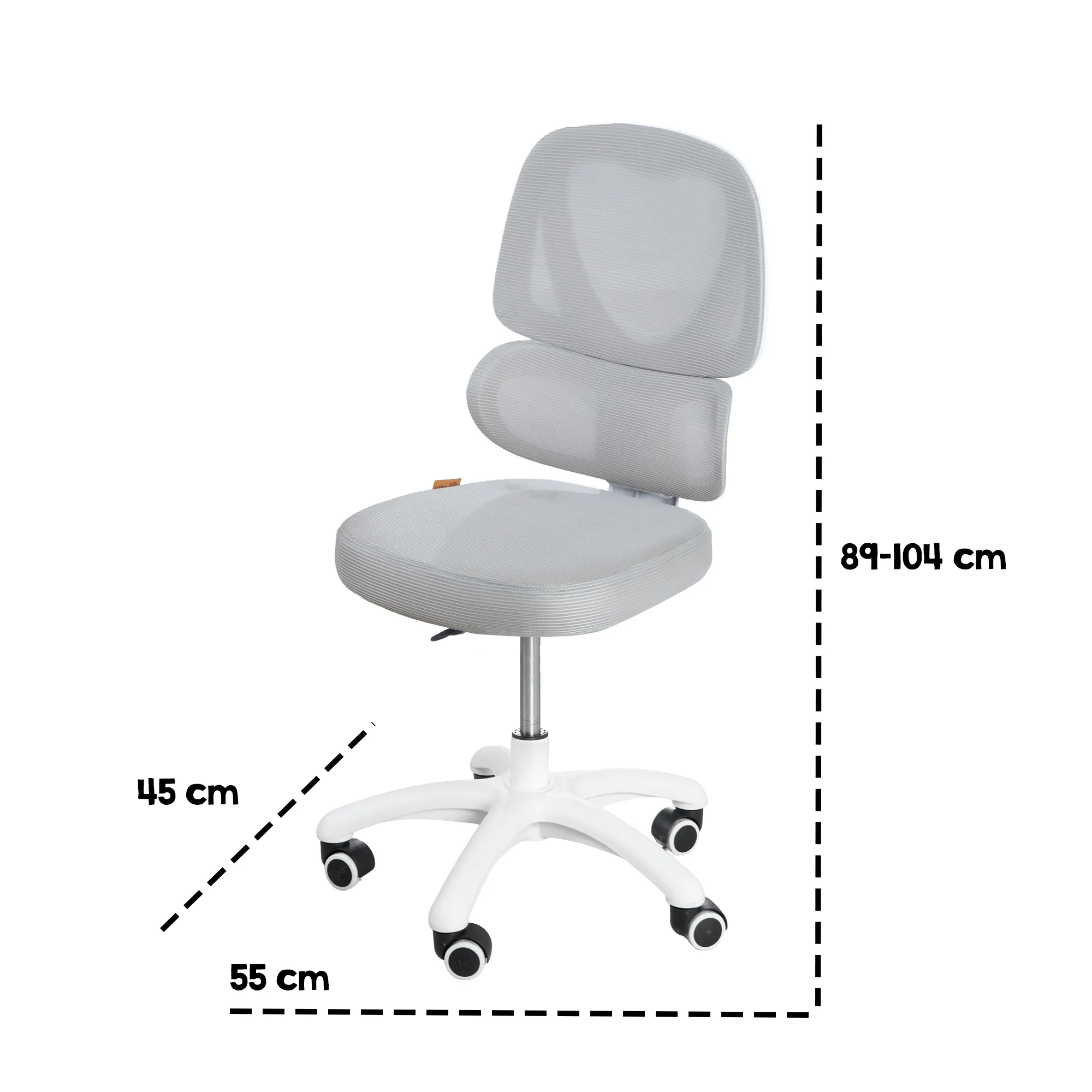 Kinderbürostuhl Smart Grow Premium - Ergonomischer Drehstuhl - Höhenverstellbar - Weiß / Grau - Image 7