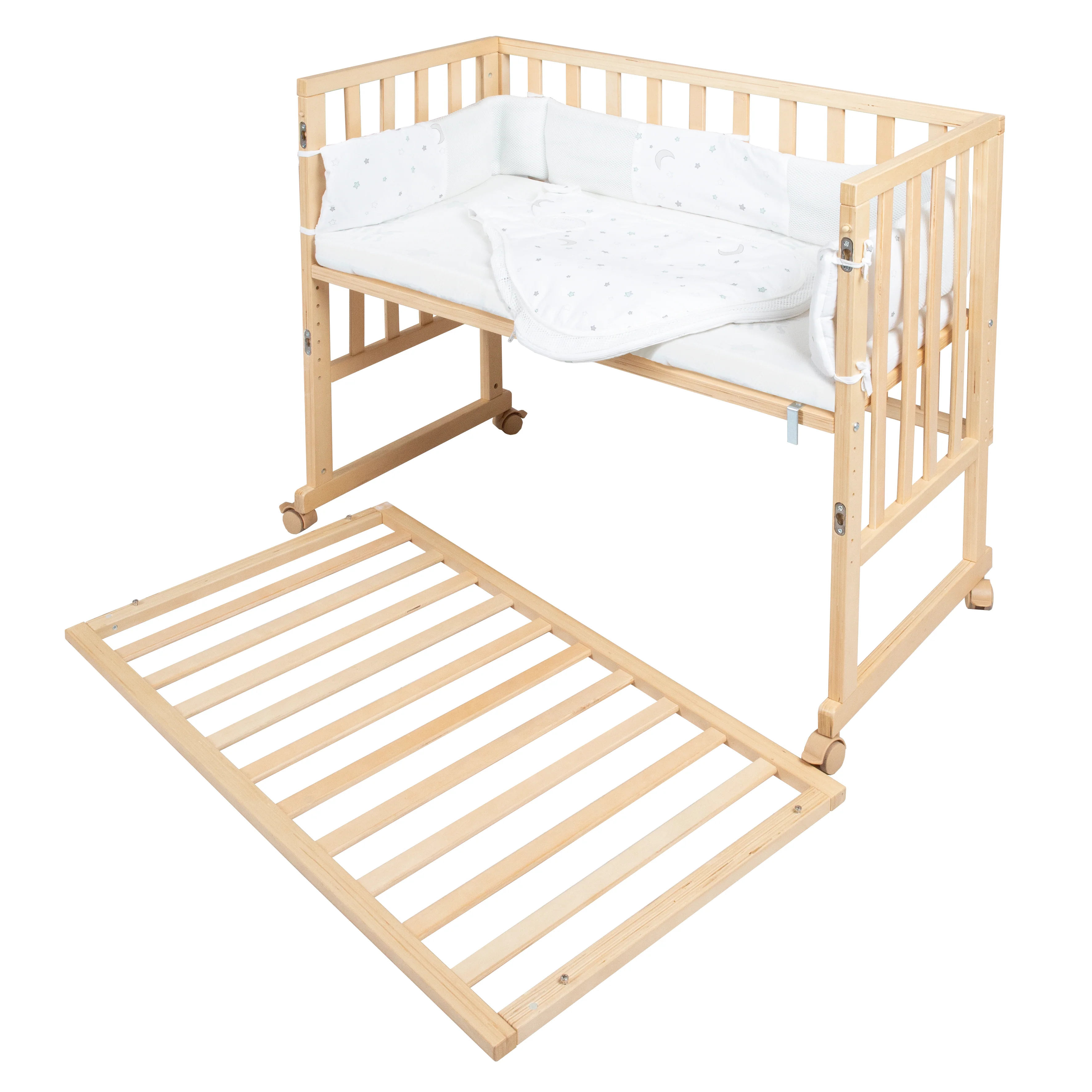 Stubenbett 'safe asleep®' 3 in 1, 'Sternenzauber', Beistellbett, Babybett & Bank, natur, inkl. Zubehör - Image 6