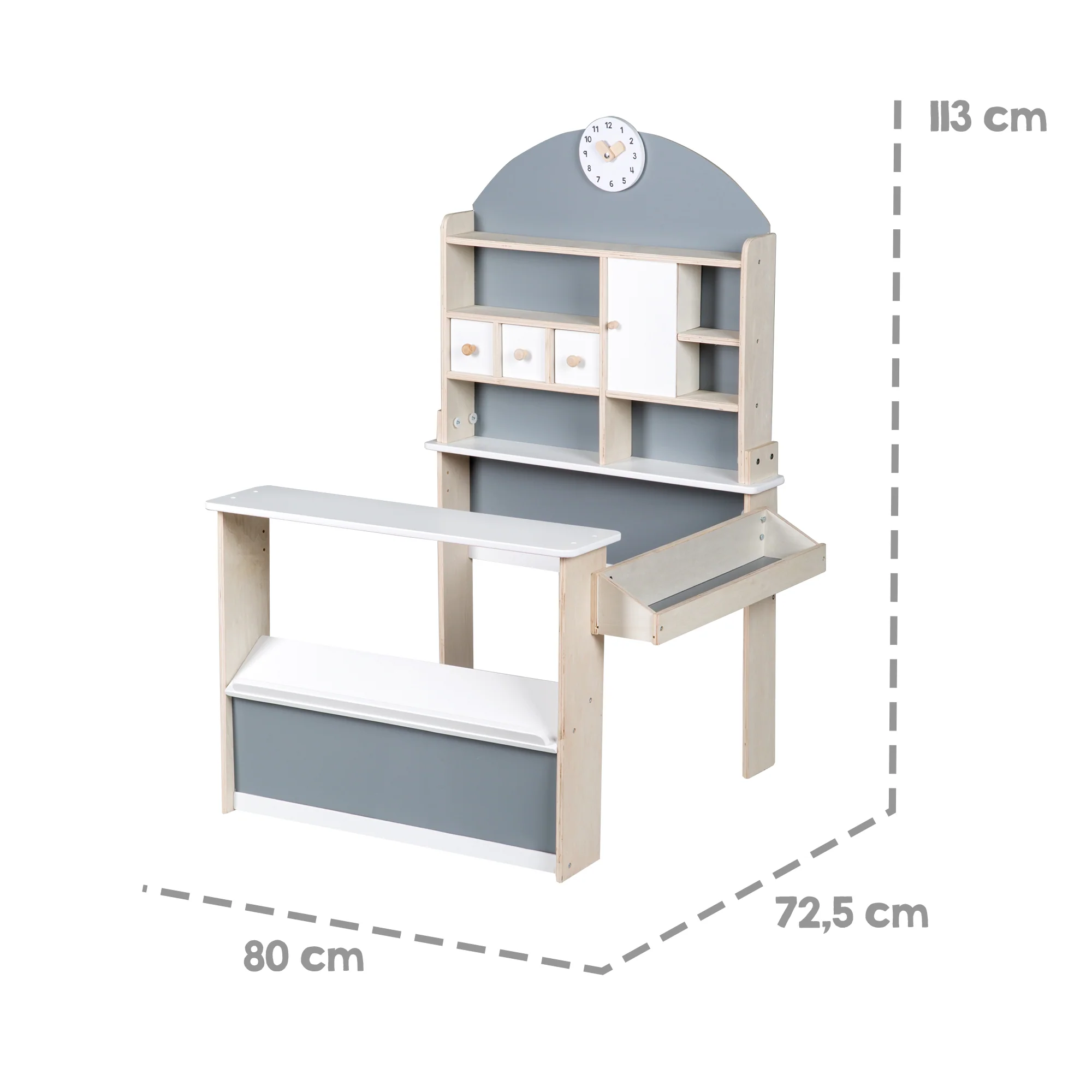 Kaufladen für Kinder, Kaufmannsladen aus Holz, Verkaufsstand mit Theke und Seitentheke - Image 14