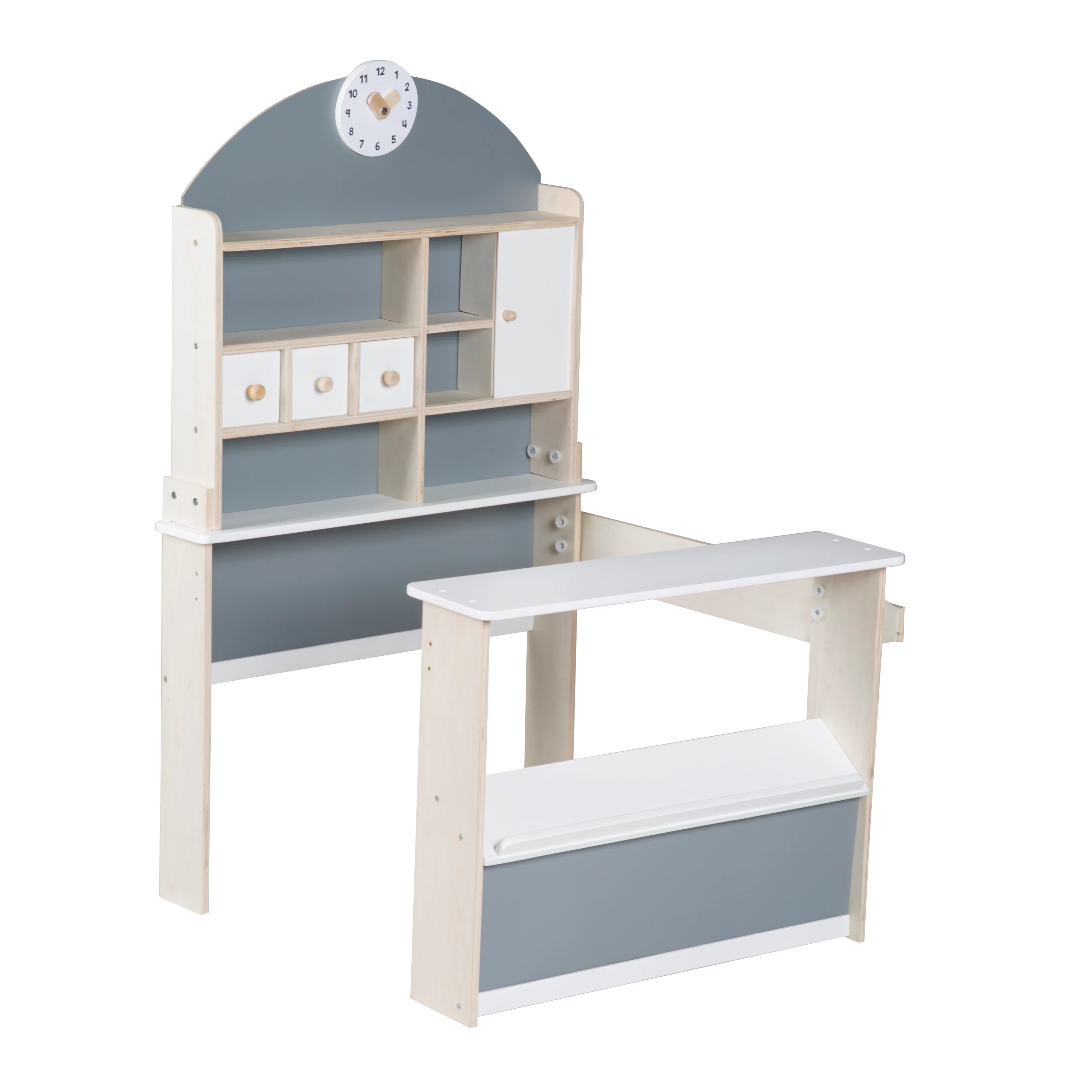 Kaufladen für Kinder, Kaufmannsladen aus Holz, Verkaufsstand mit Theke und Seitentheke - Image 3