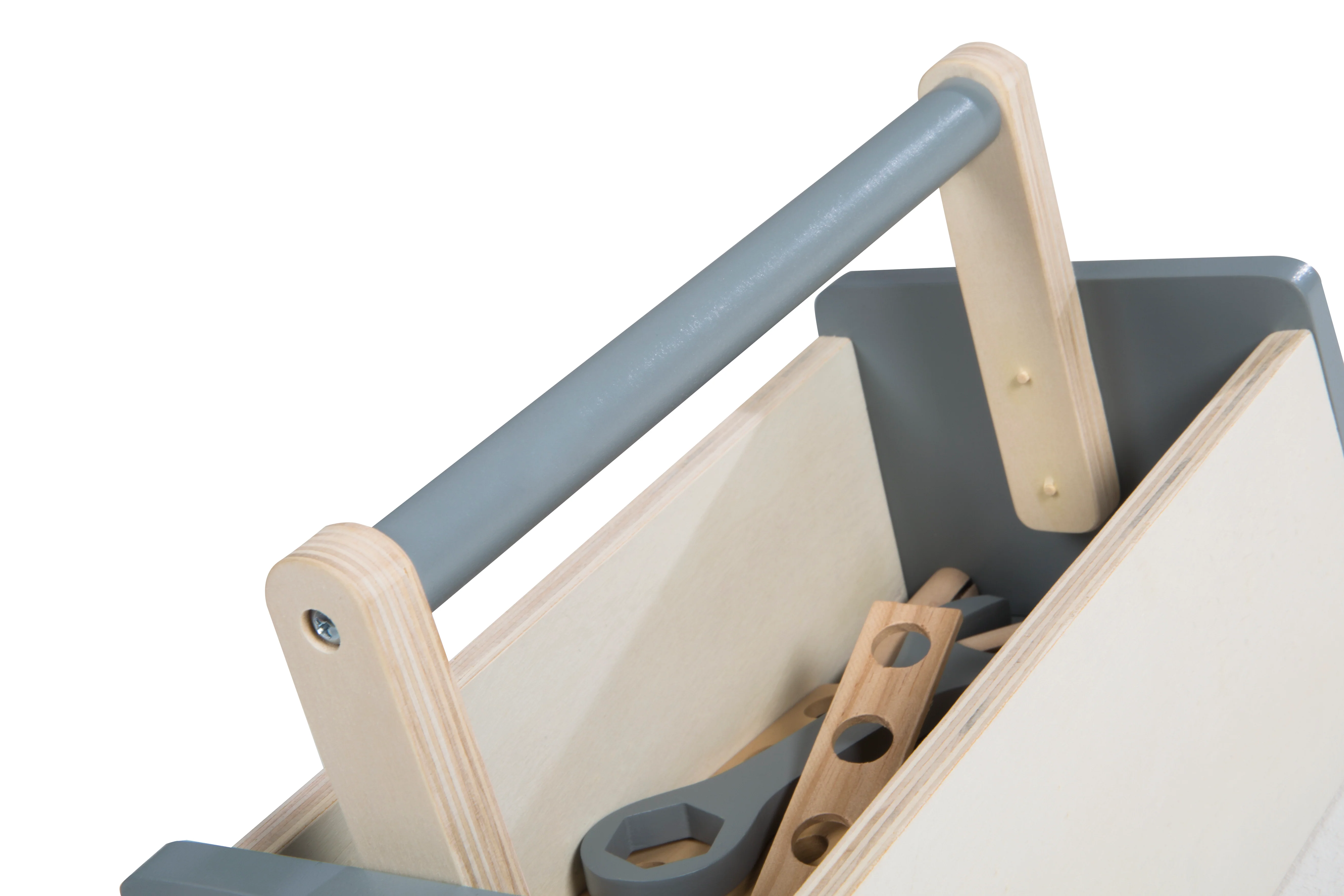 Werkzeugkiste für Kinder, Holzwerkzeugkasten, Holzbaukasten inklusive 22-teiligem Werkzeug - Image 14