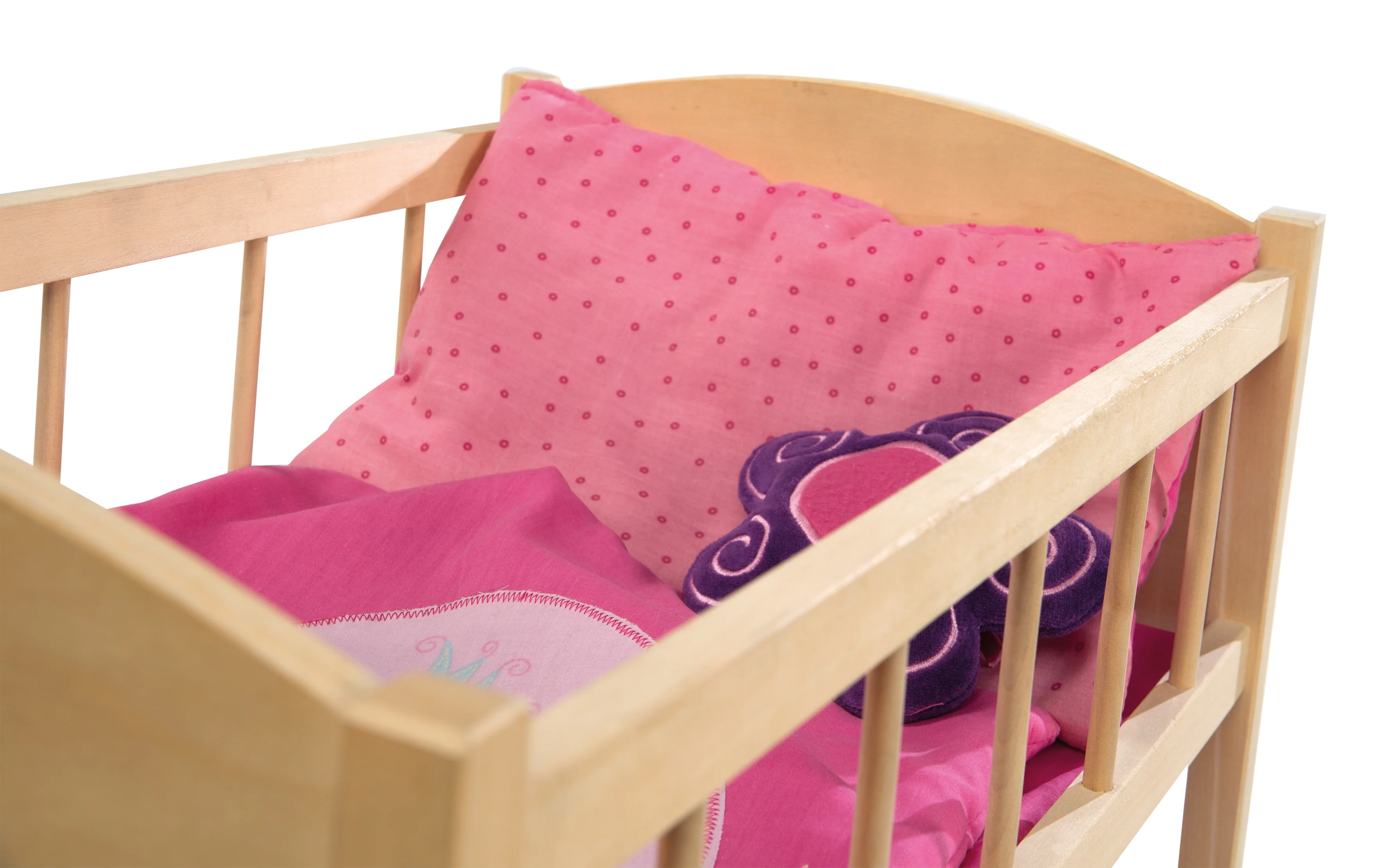 Puppenetagenbett Serie 'Happy Fee', Holz natur, inkl. textiler Ausstattung, abnehmbare Blume - Image 6