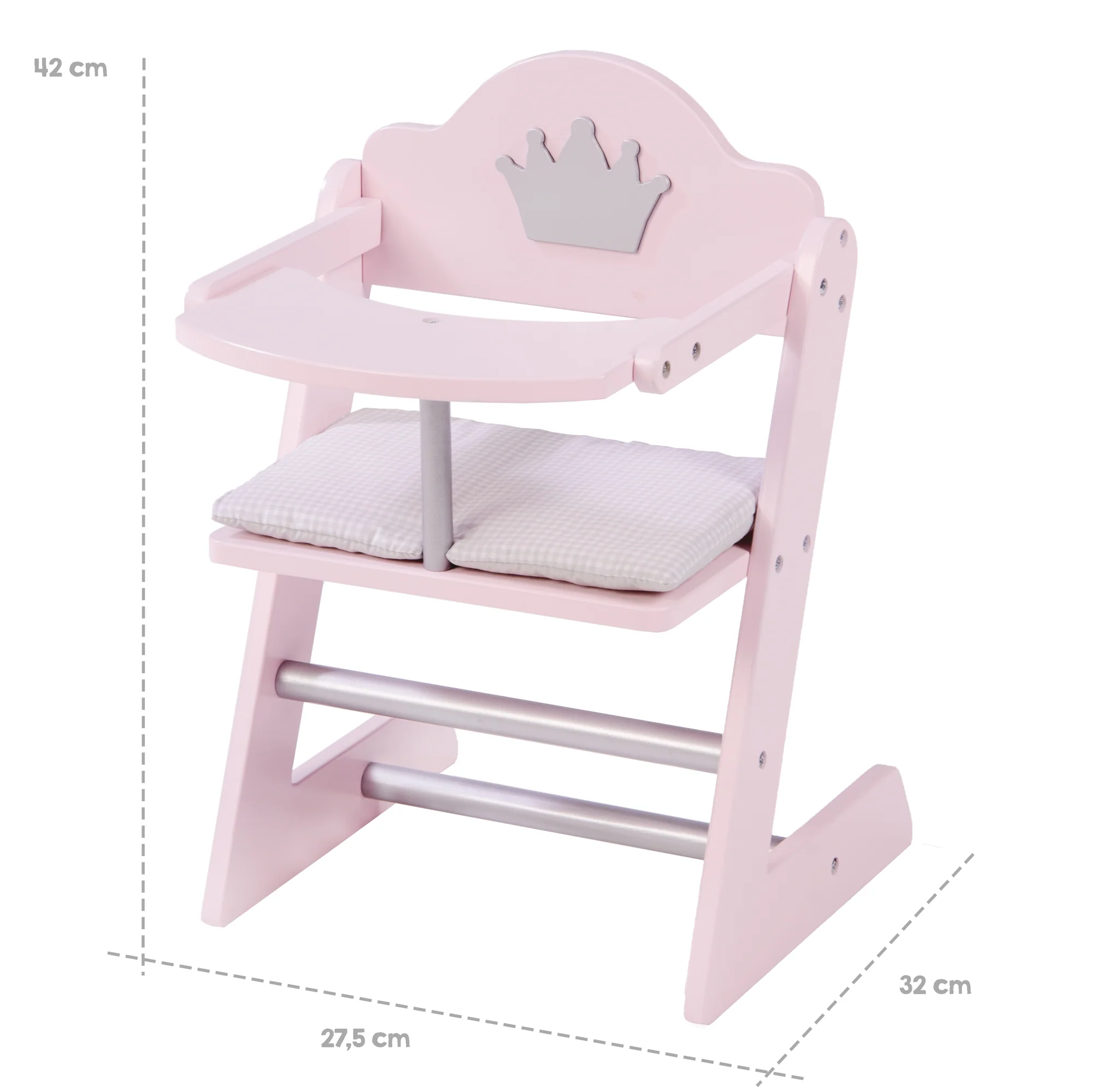 Puppenhochstuhl 'Prinzessin Sophie', für Puppen & Babypuppen, rosa/silber mit Krone - Image 3