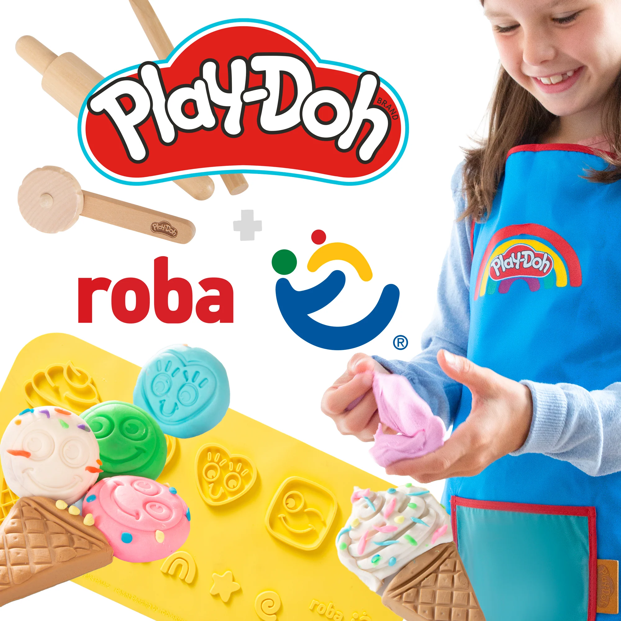 roba x Play-Doh Starterset - 3D-Kreativmatte, Holzwerkzeuge, 6 Knetdosen - Image 14