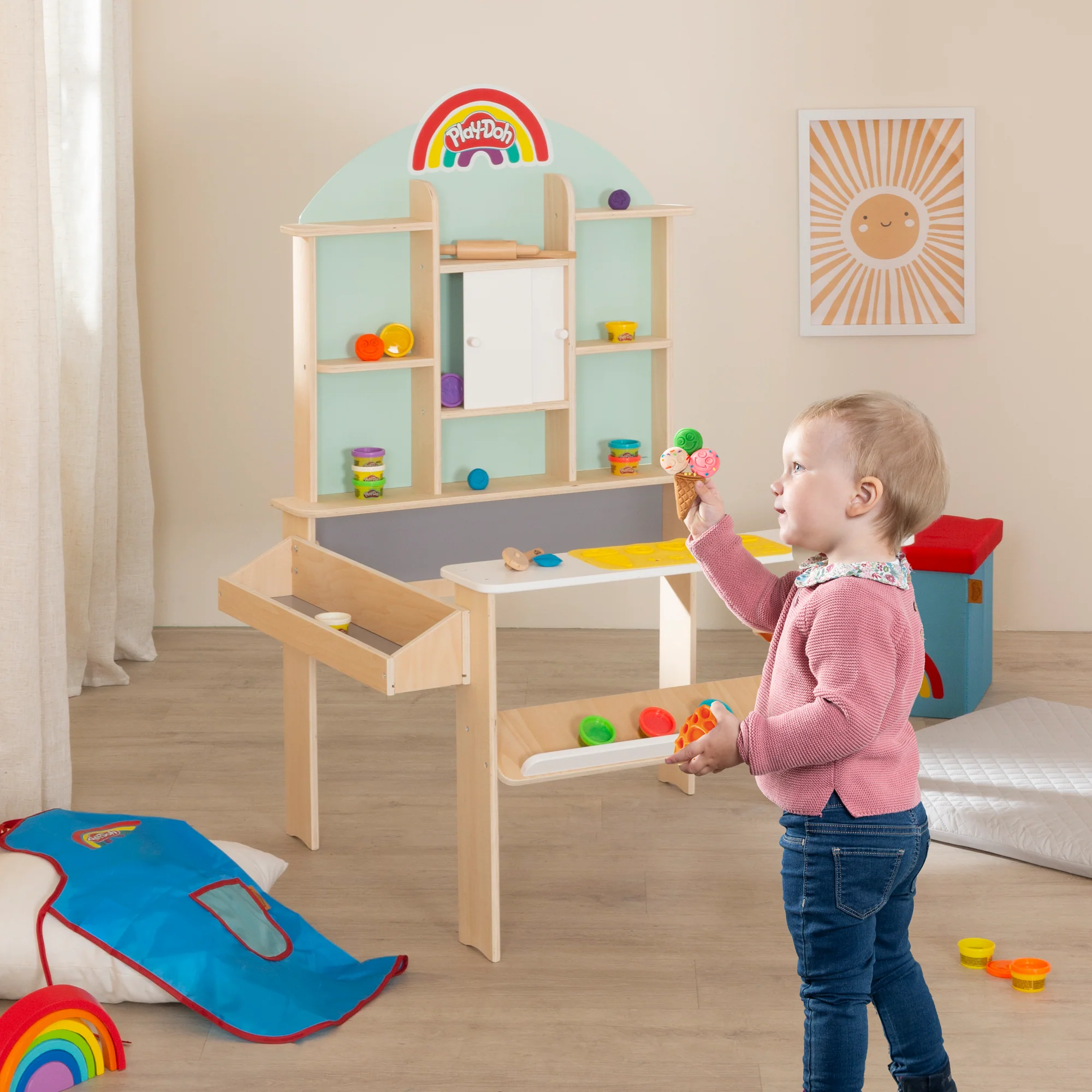 roba x Play-Doh Starterset - 3D-Kreativmatte, Holzwerkzeuge, 6 Knetdosen - Image 3