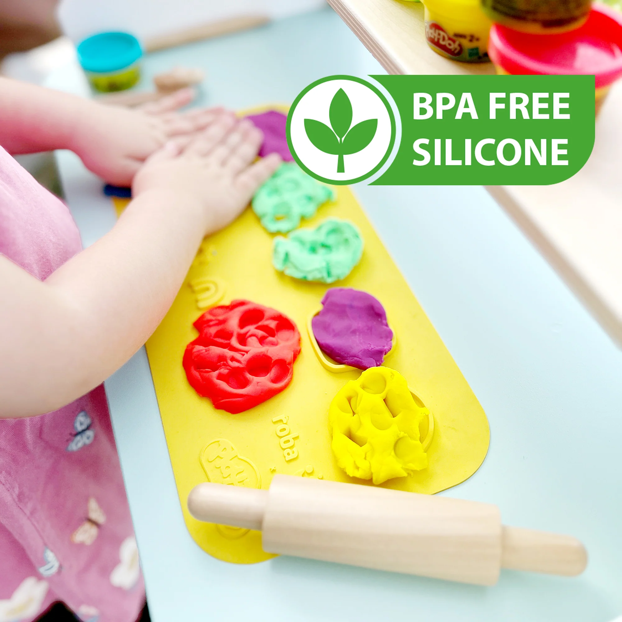 roba x Play-Doh Starterset - 3D-Kreativmatte, Holzwerkzeuge, 6 Knetdosen - Image 8